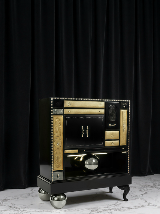 Black gold three-ball collection wine cabinet highs art