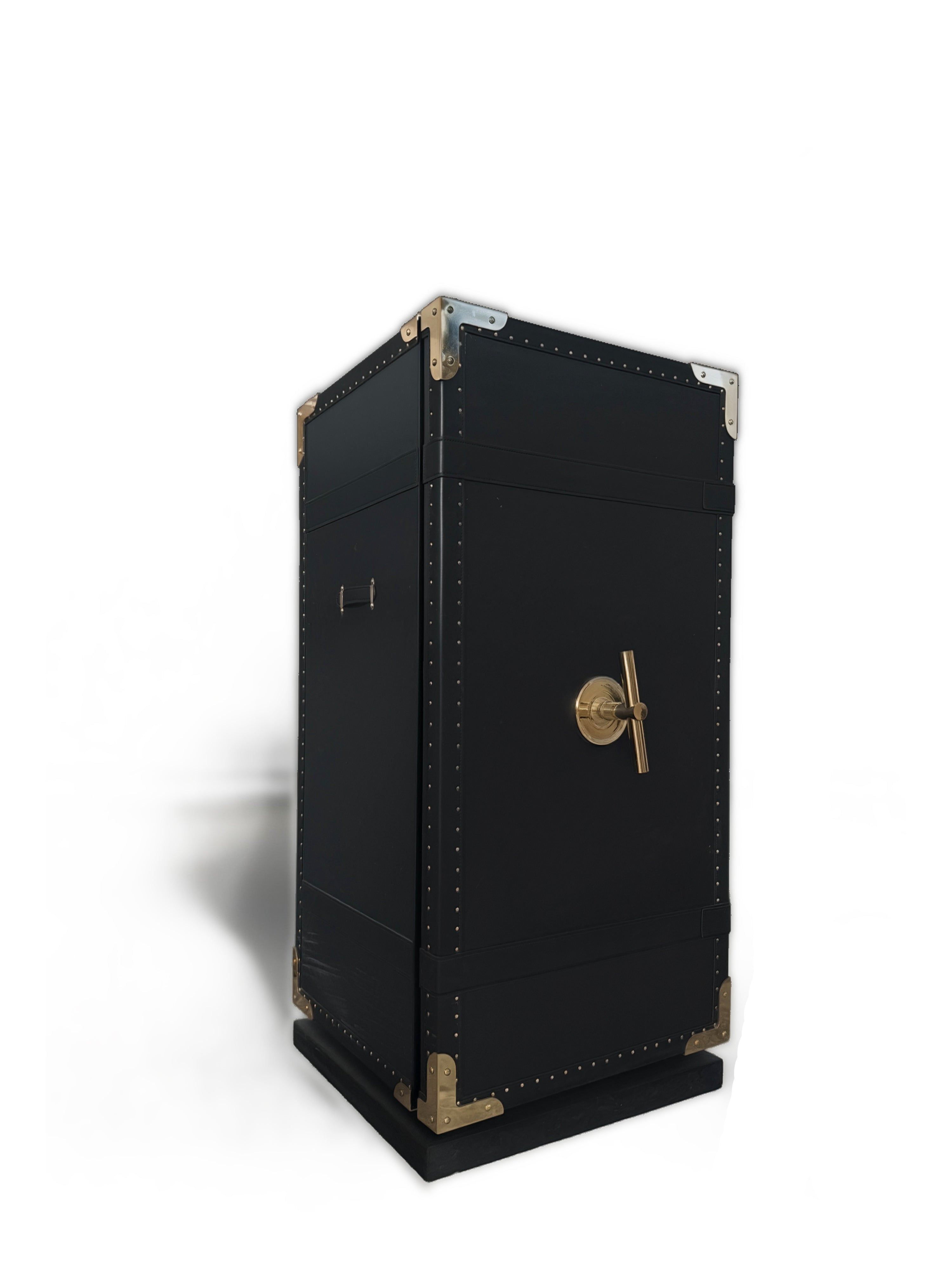 Black Leather Electronic combination lock safe Italian design