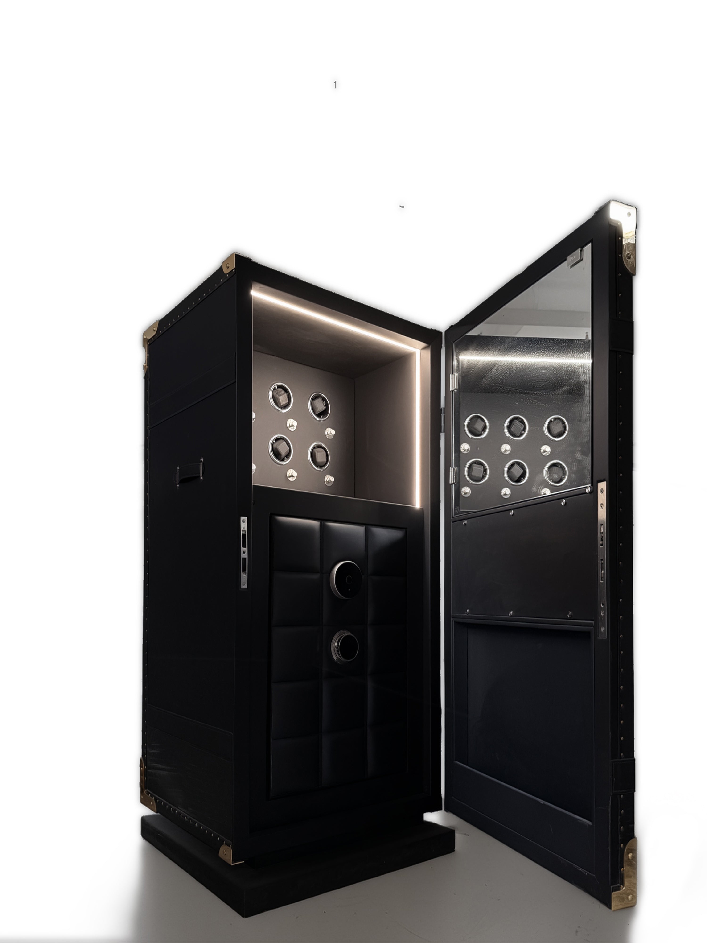 Black Leather Electronic combination lock safe Italian design
