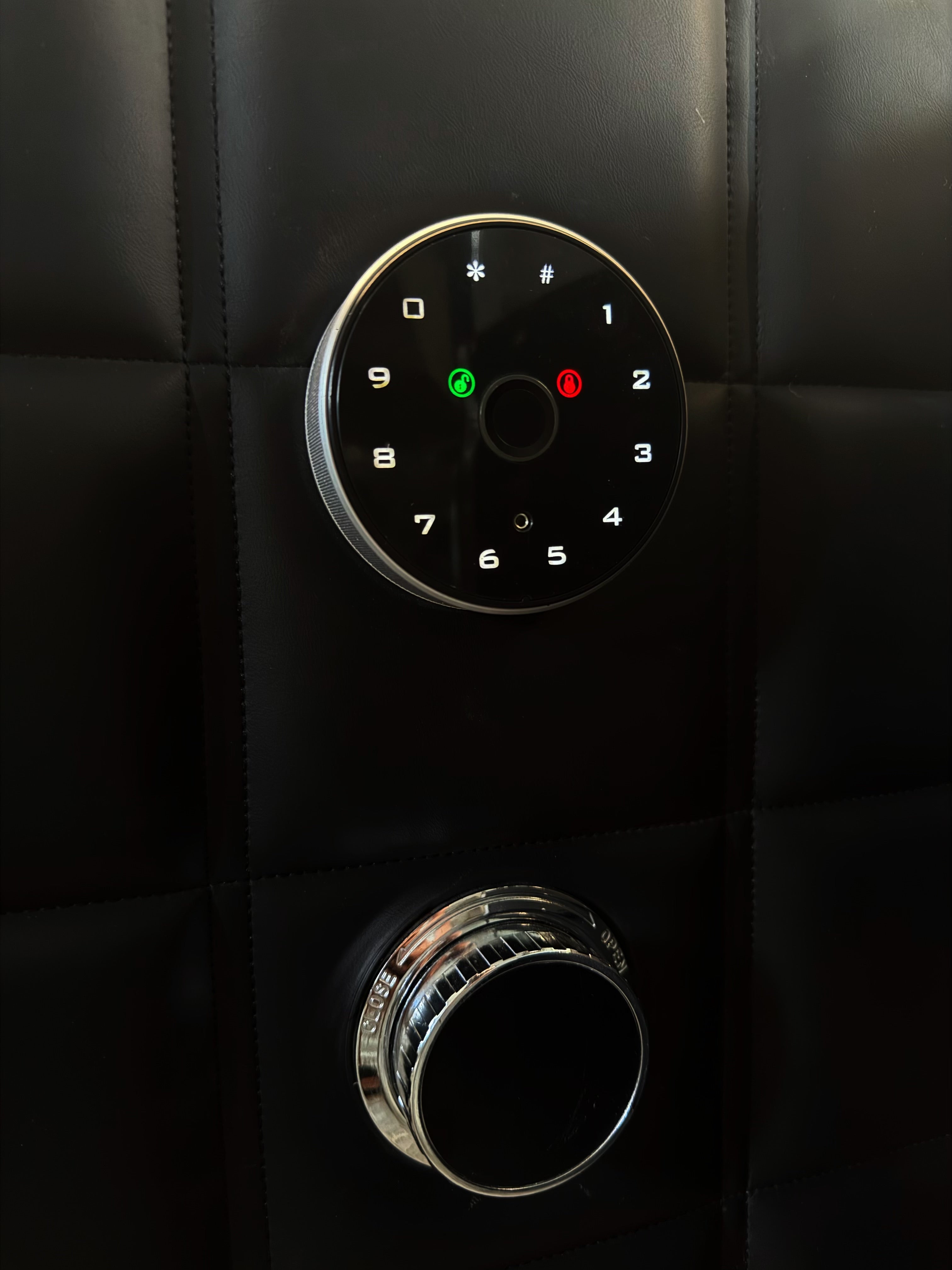 Black Leather Electronic combination lock safe Italian design