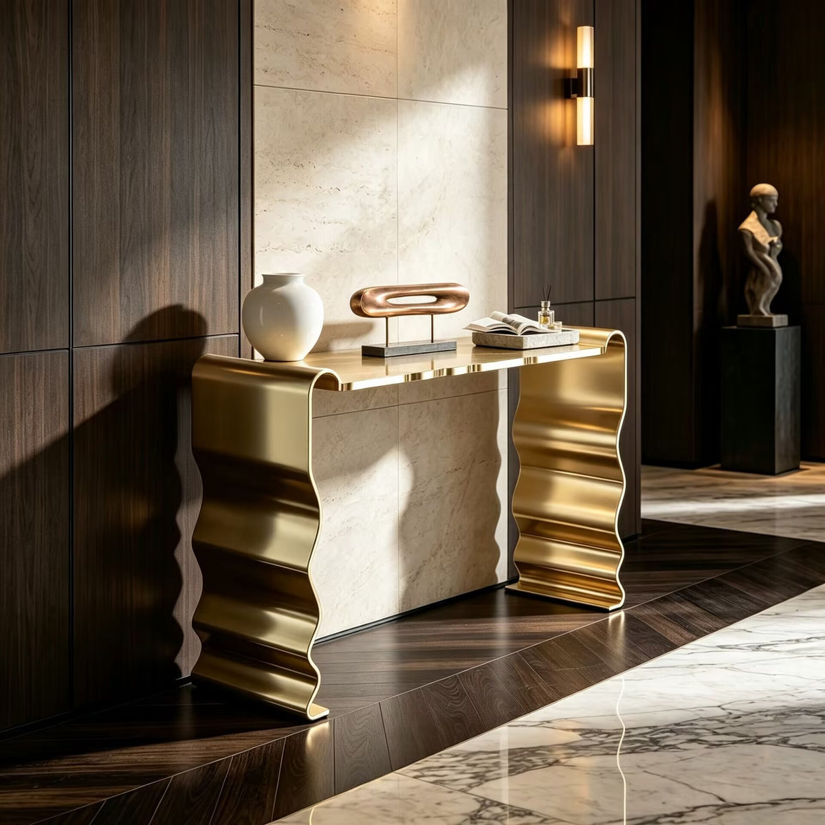 Bolero Villa Living Room High-End Creativity Metal Gold Console