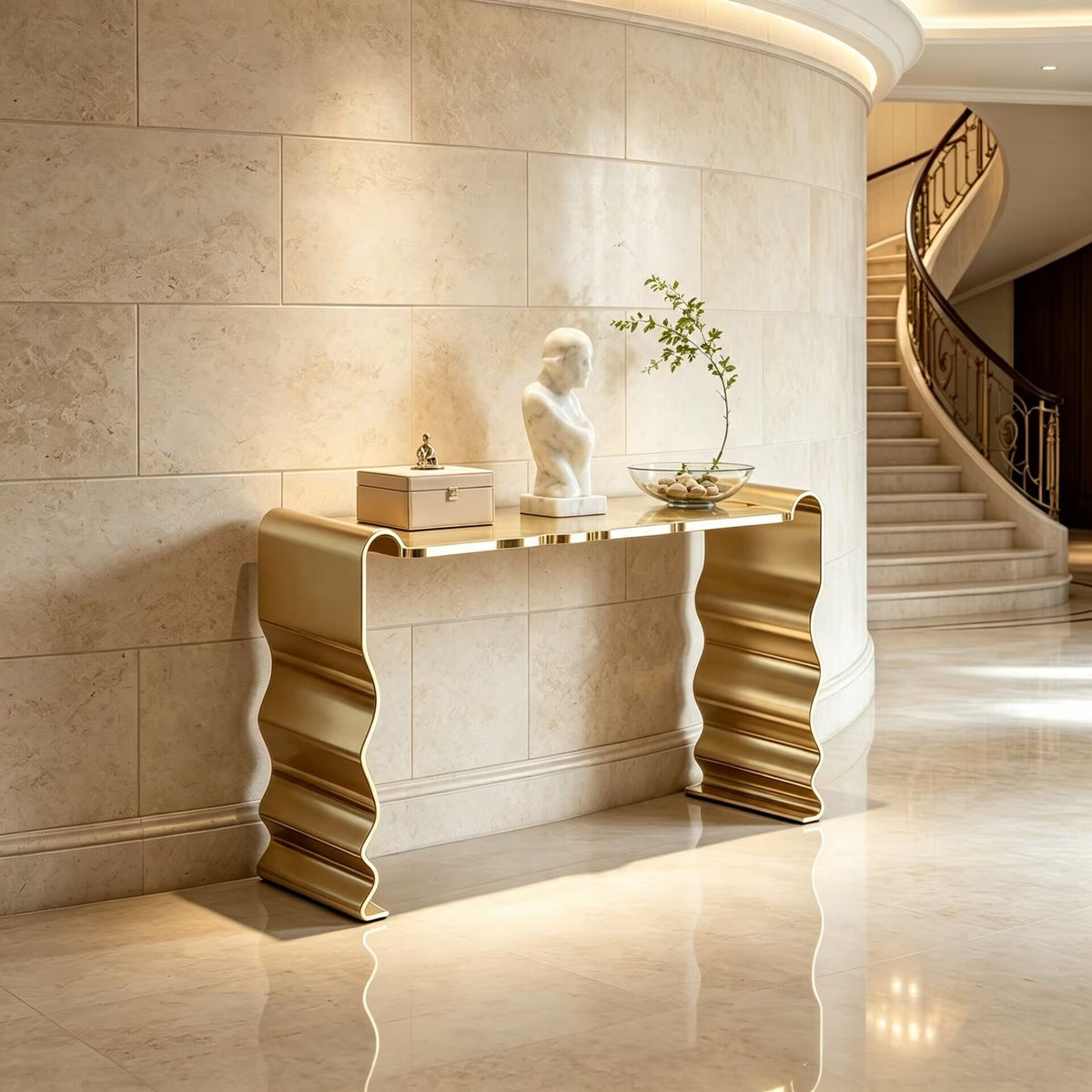Bolero Villa Living Room High-End Creativity Metal Gold Console