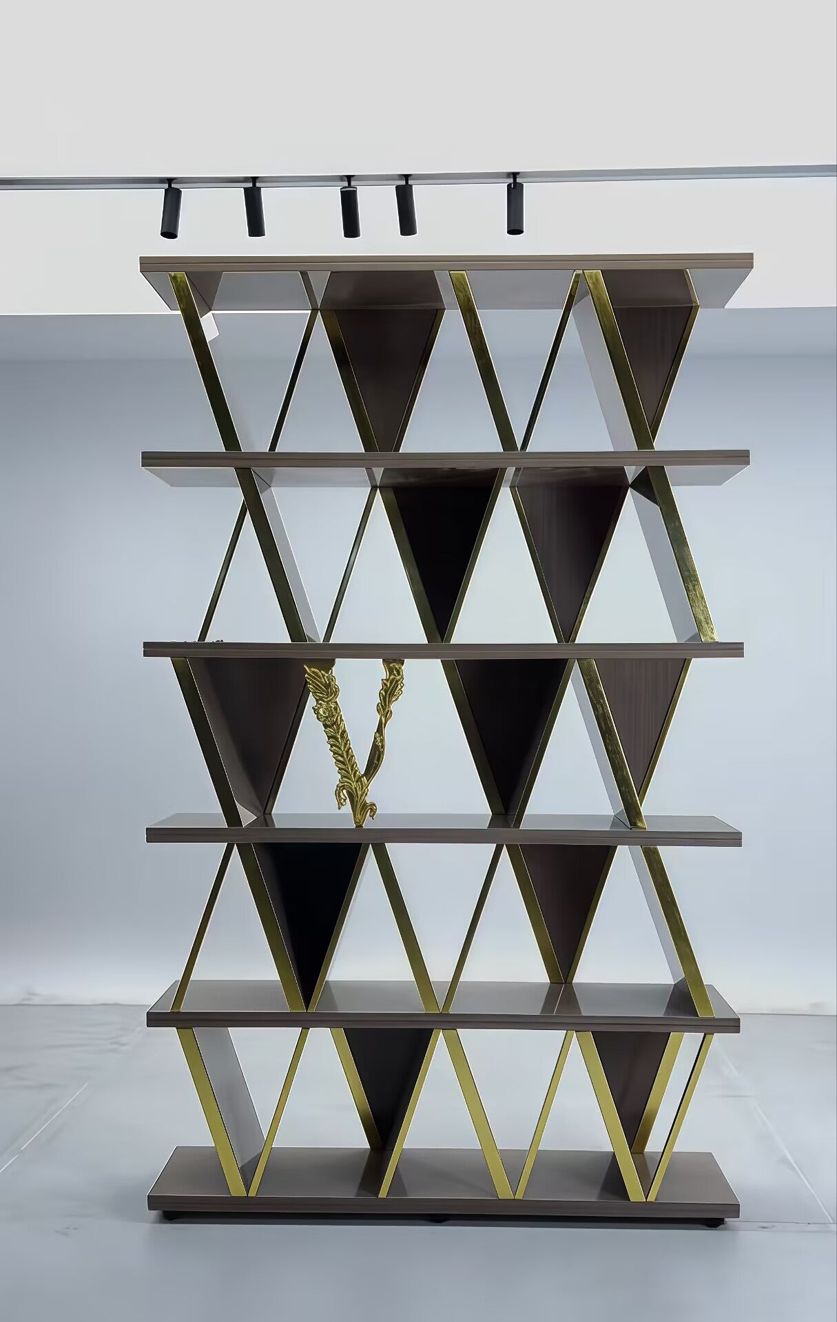 Italian Living Room Simplicity Solid Wood Upscale Metal Bookshelf