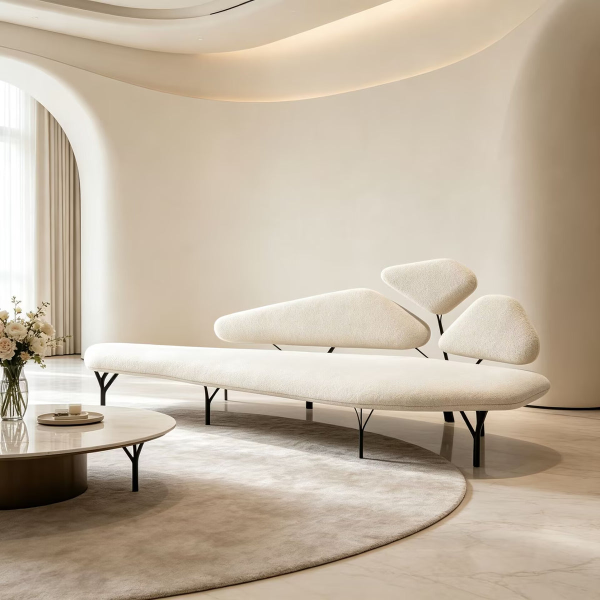 Borghese Villa Living Room Irregular Artistic Customize Fabric Sofa