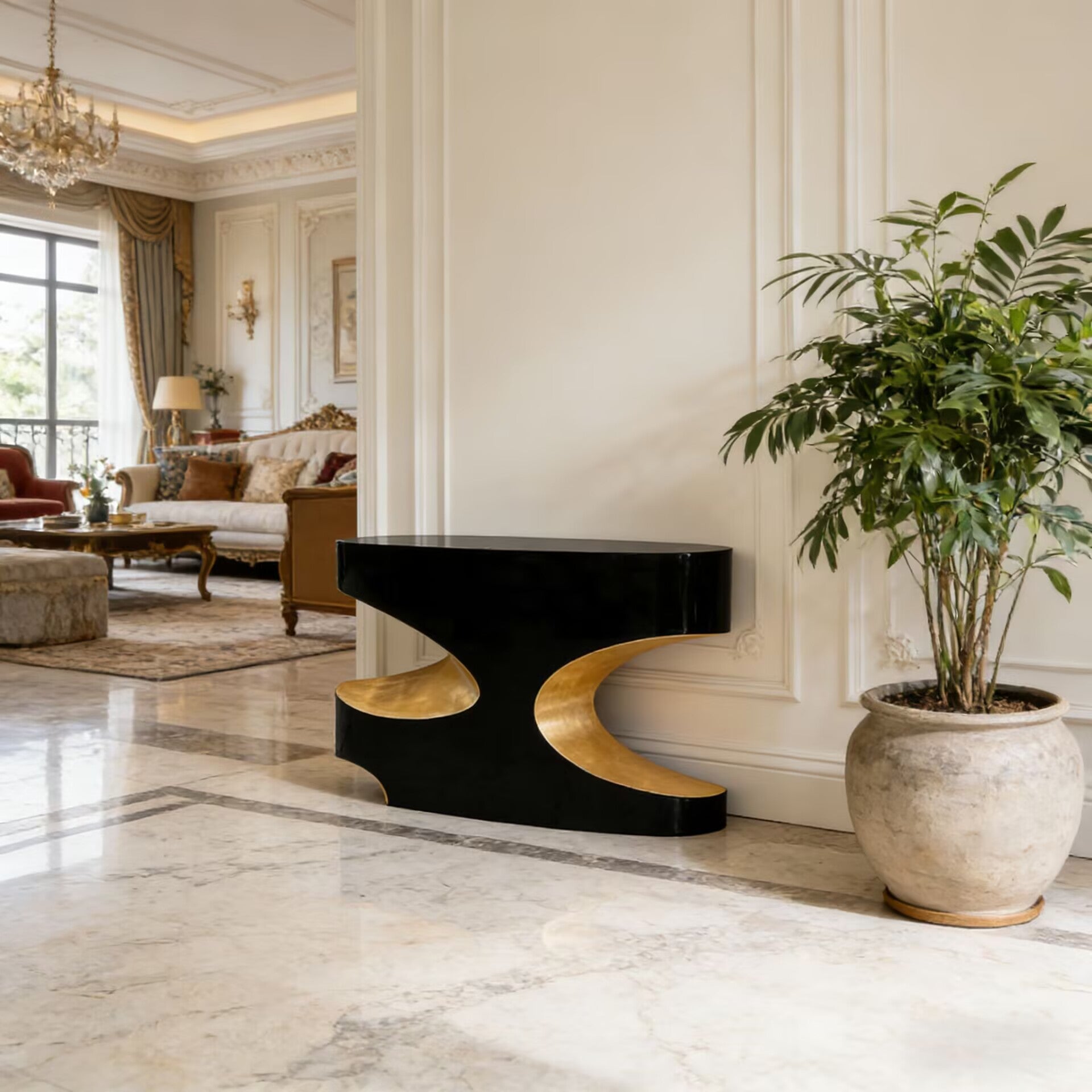 Bryce I High-End Luxurious Irregular Solid Wood Customize Console