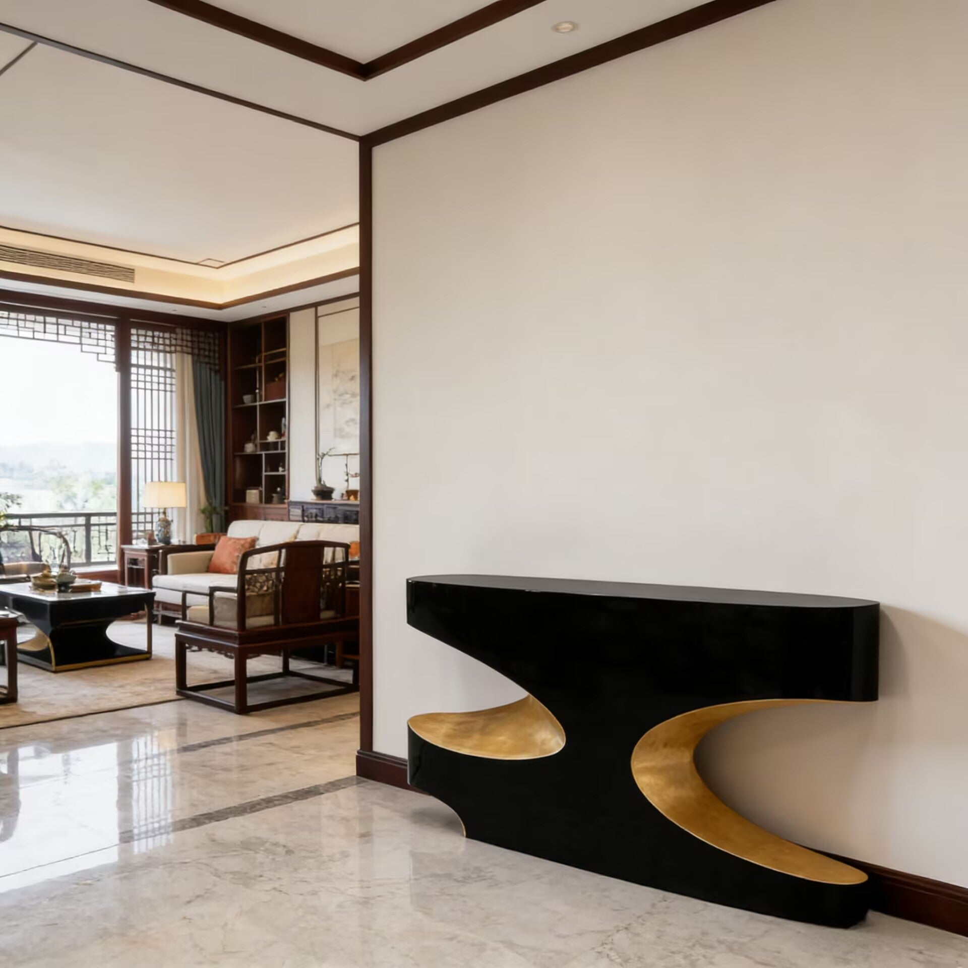 Bryce I High-End Luxurious Irregular Solid Wood Customize Console