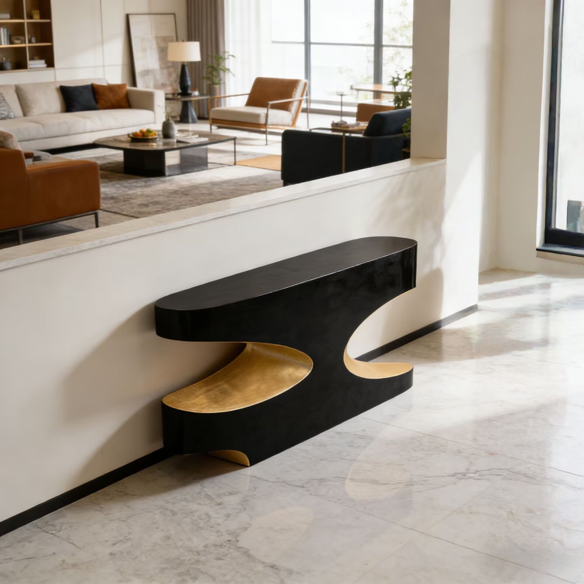 Bryce I High-End Luxurious Irregular Solid Wood Customize Console