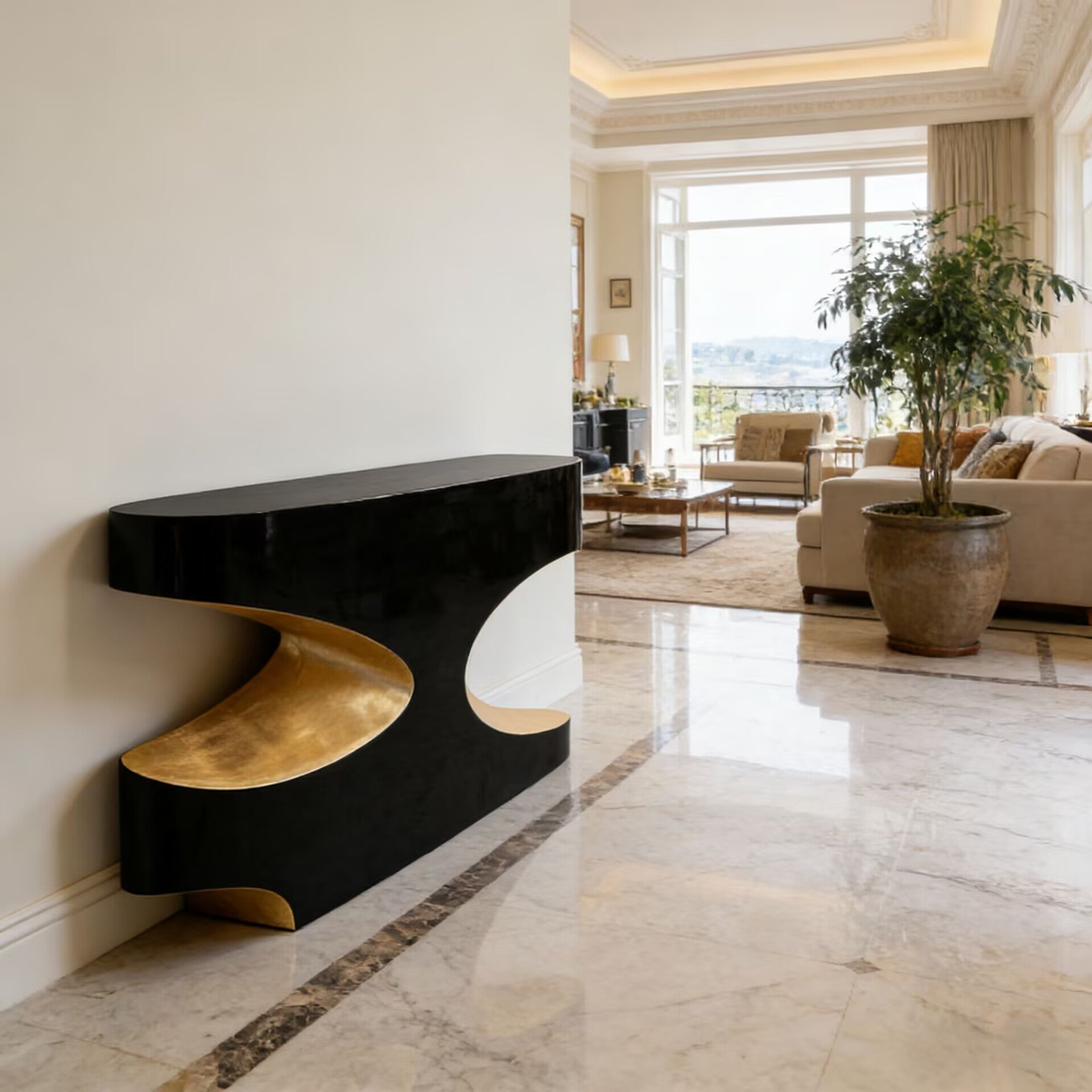 Bryce I High-End Luxurious Irregular Solid Wood Customize Console