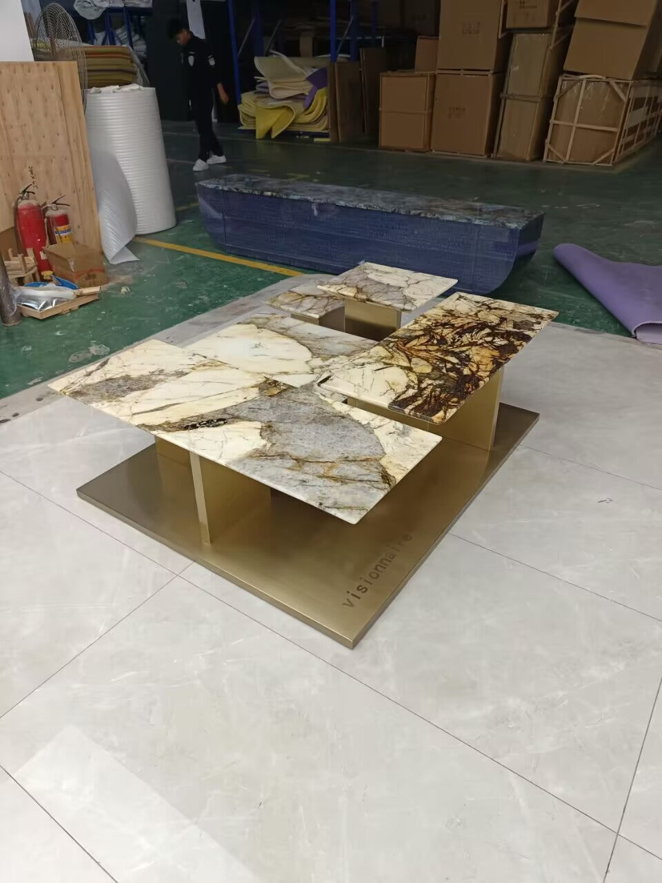 Building Artistic Creative Natural Marble Irregular Shapes Coffee Table
