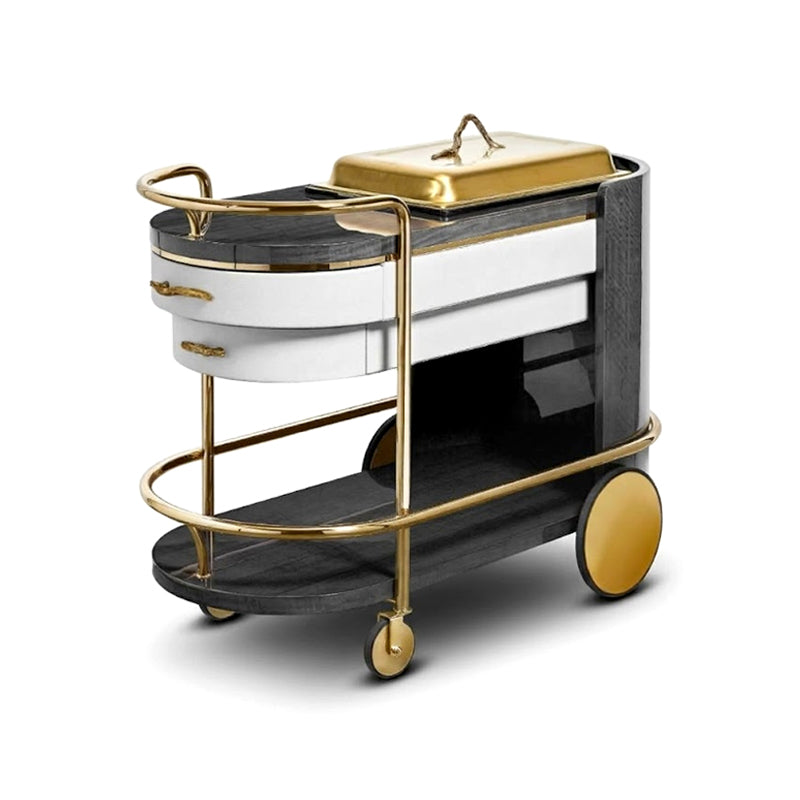 Butler Designer Artistic Simple Solid Wood Metal Hand-Pushed Serving Cart