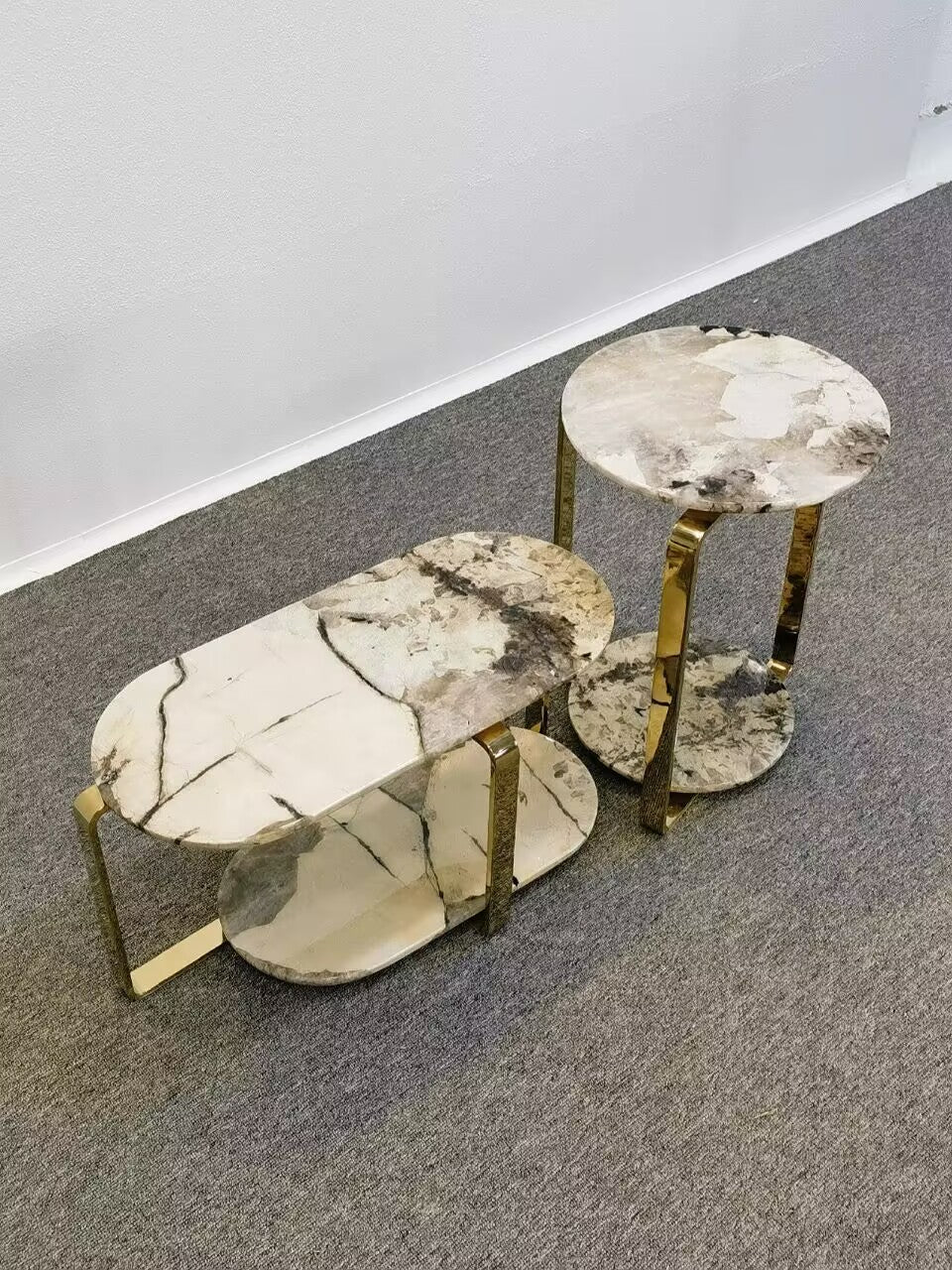 Button High End Designer Unique Creativity Marble Side Table