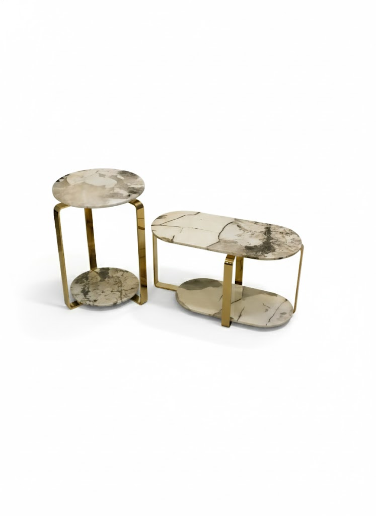Button High End Designer Unique Creativity Marble Side Table