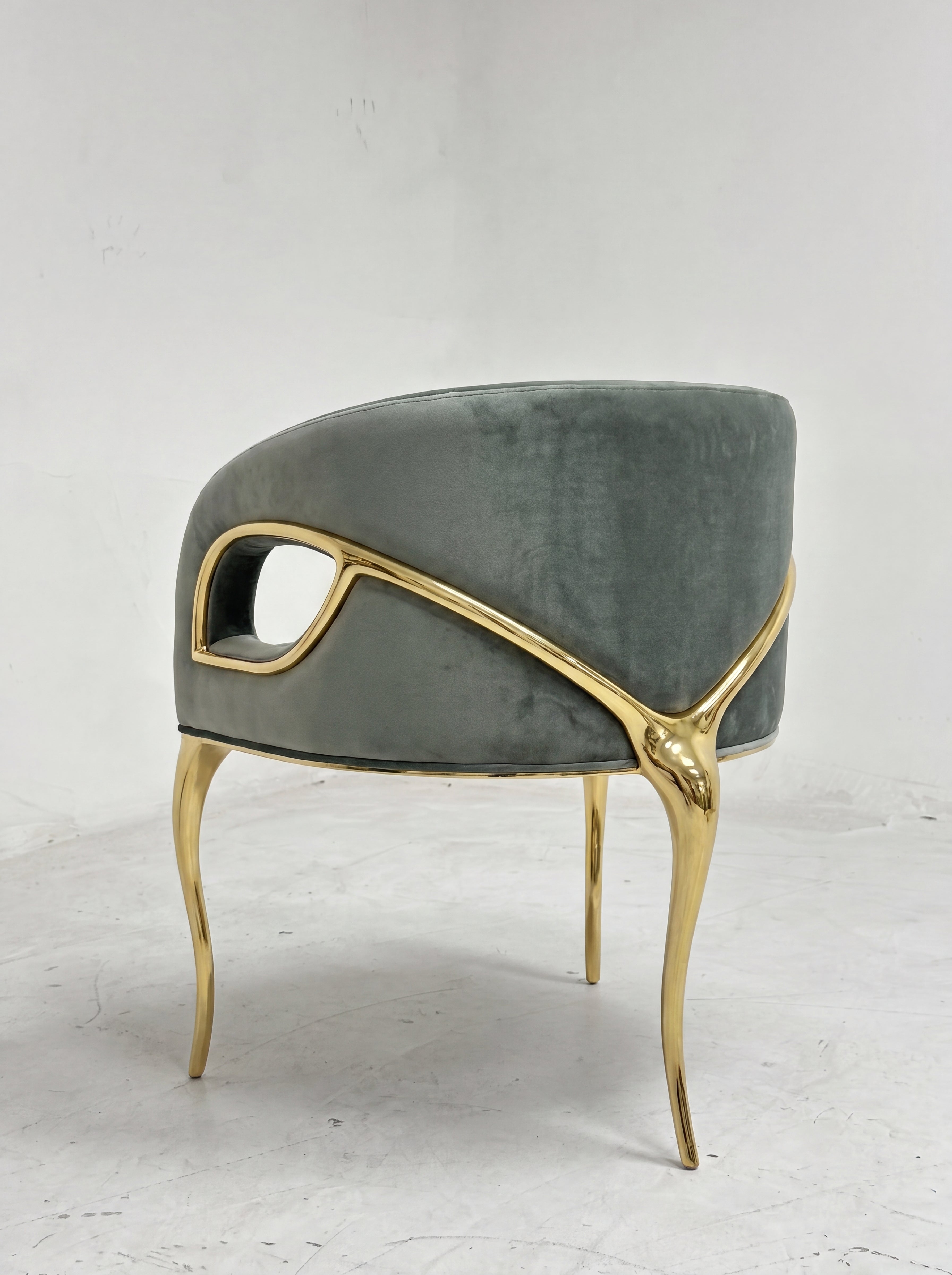 Chandra Modern Luxurious Metal Upscale Fabric Dining Chair