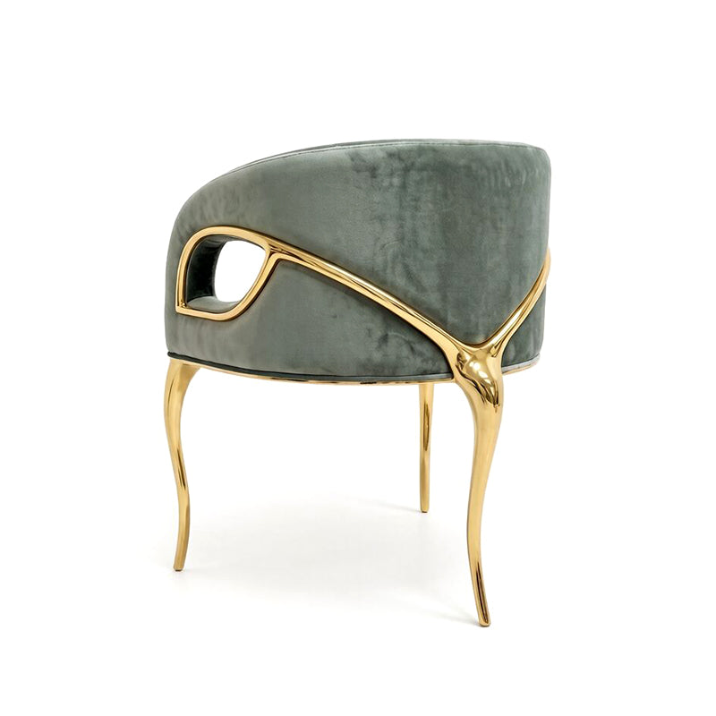 Chandra Modern Luxurious Metal Upscale Fabric Dining Chair