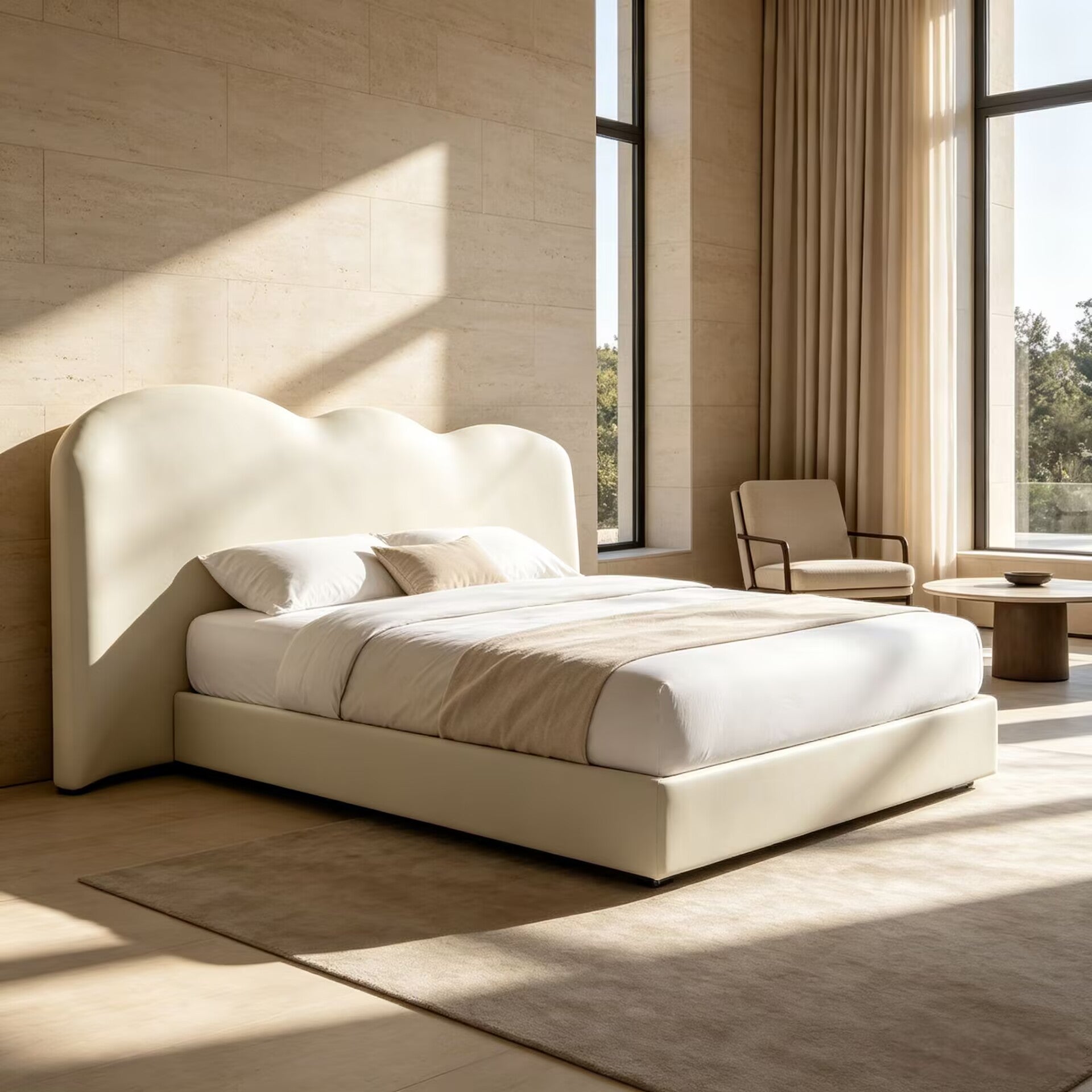 Cloud Villa Bedroom Modern Luxury Irregular Minimalist Fabric Bed