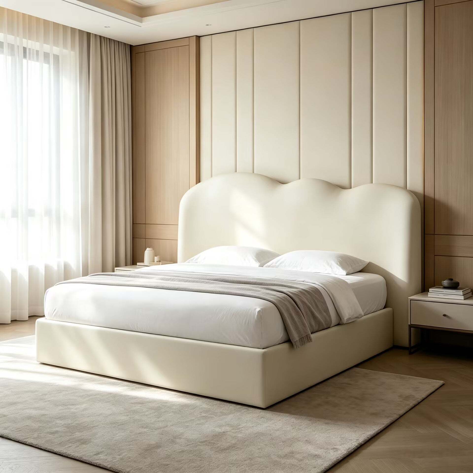 Cloud Villa Bedroom Modern Luxury Irregular Minimalist Fabric Bed