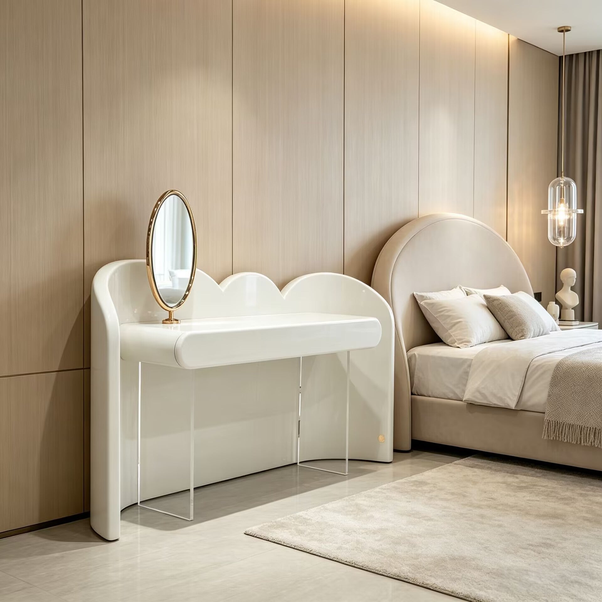 Cloud Luxury Bedroom Artistic Irregular Solid Wood Dressing Table