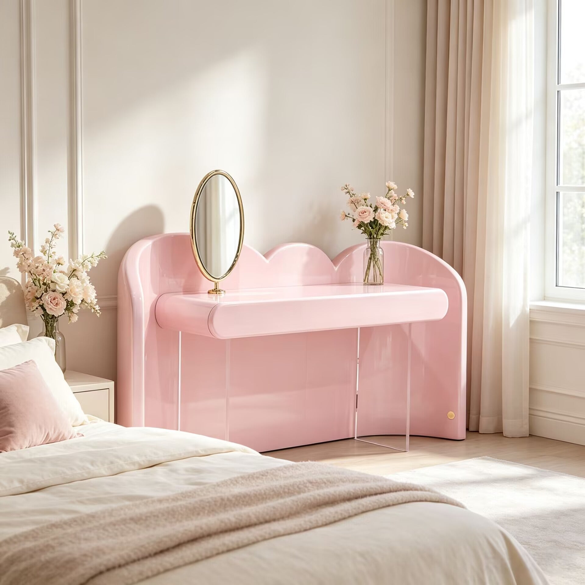 Cloud Luxury Bedroom Artistic Irregular Solid Wood Dressing Table