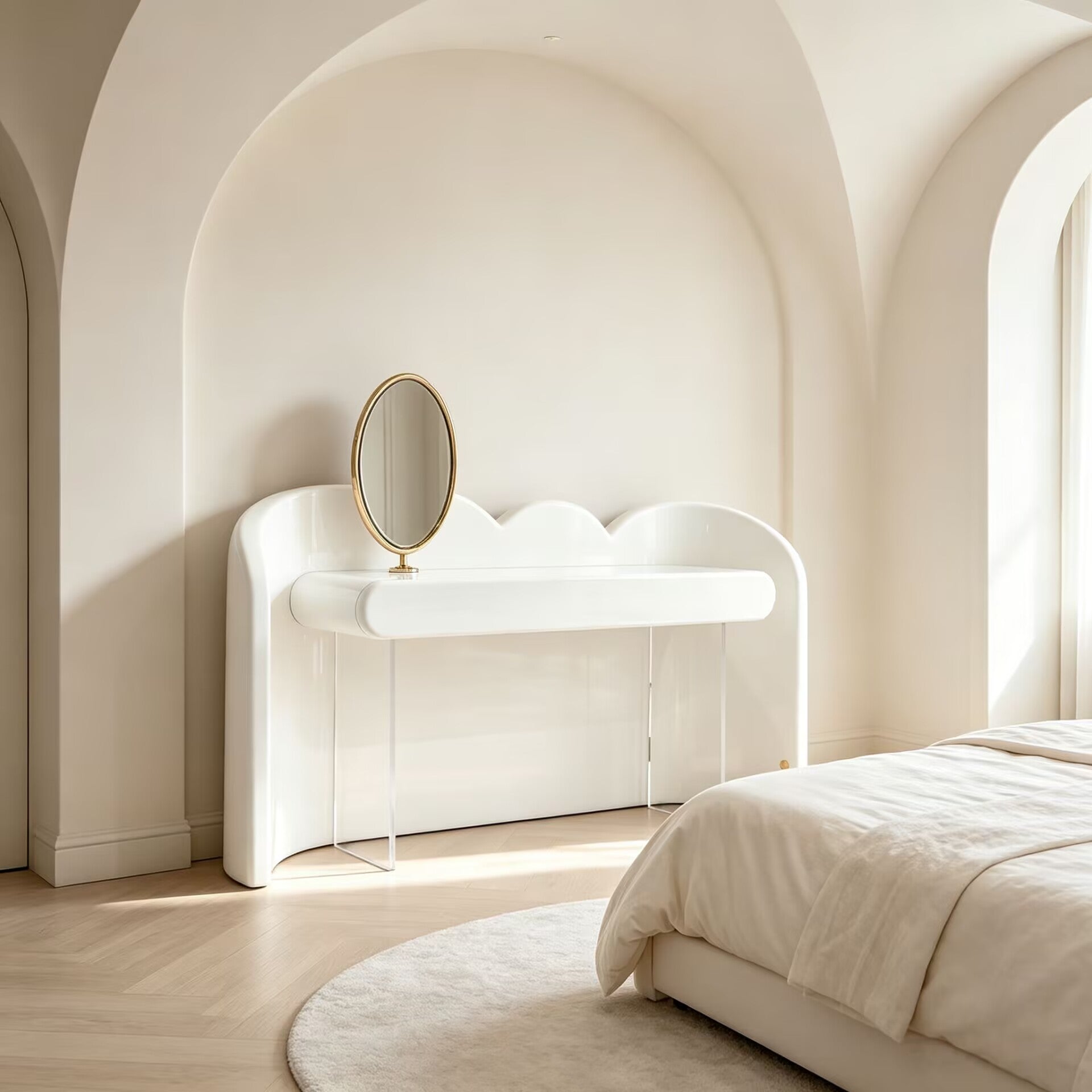 Cloud Luxury Bedroom Artistic Irregular Solid Wood Dressing Table