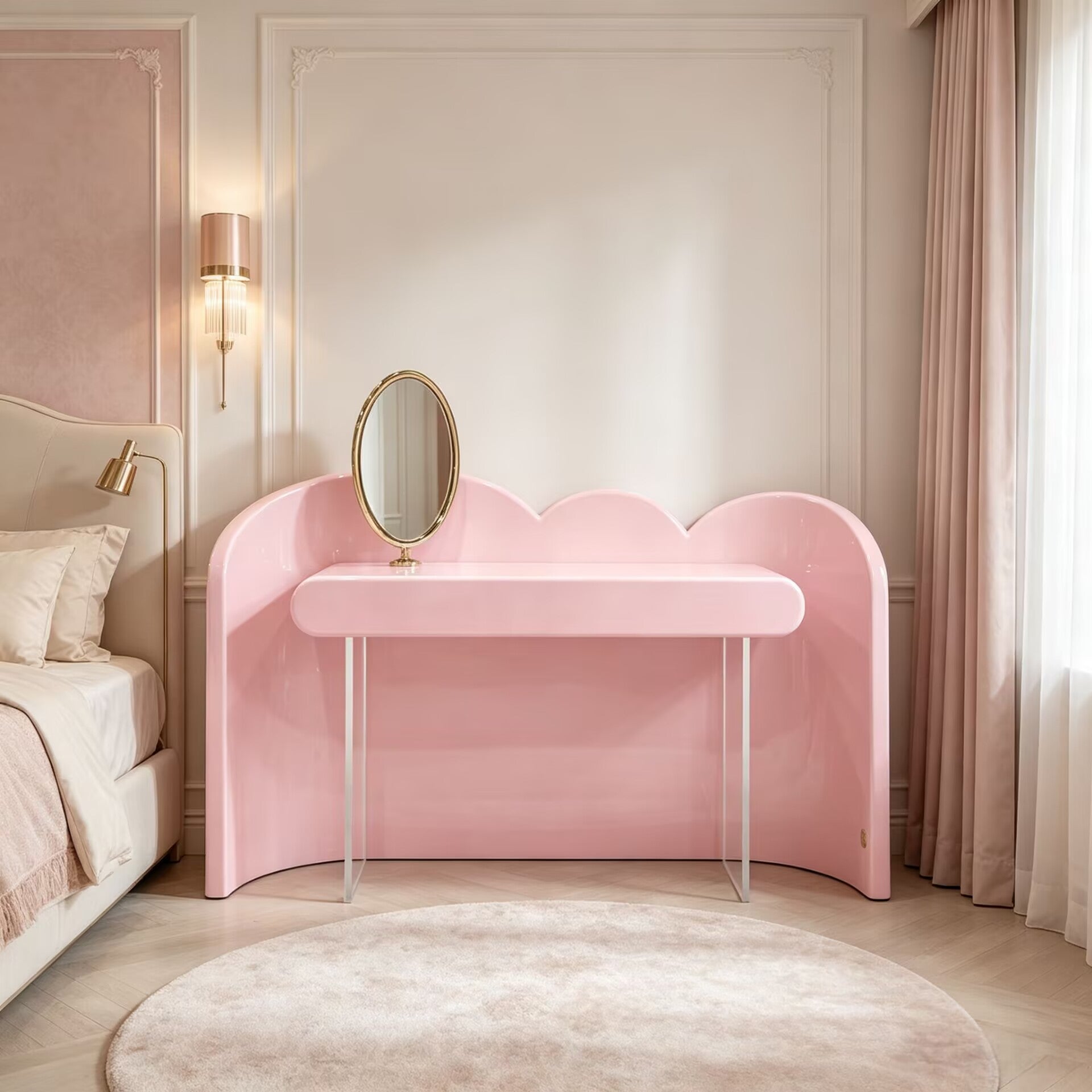 Cloud Luxury Bedroom Artistic Irregular Solid Wood Dressing Table