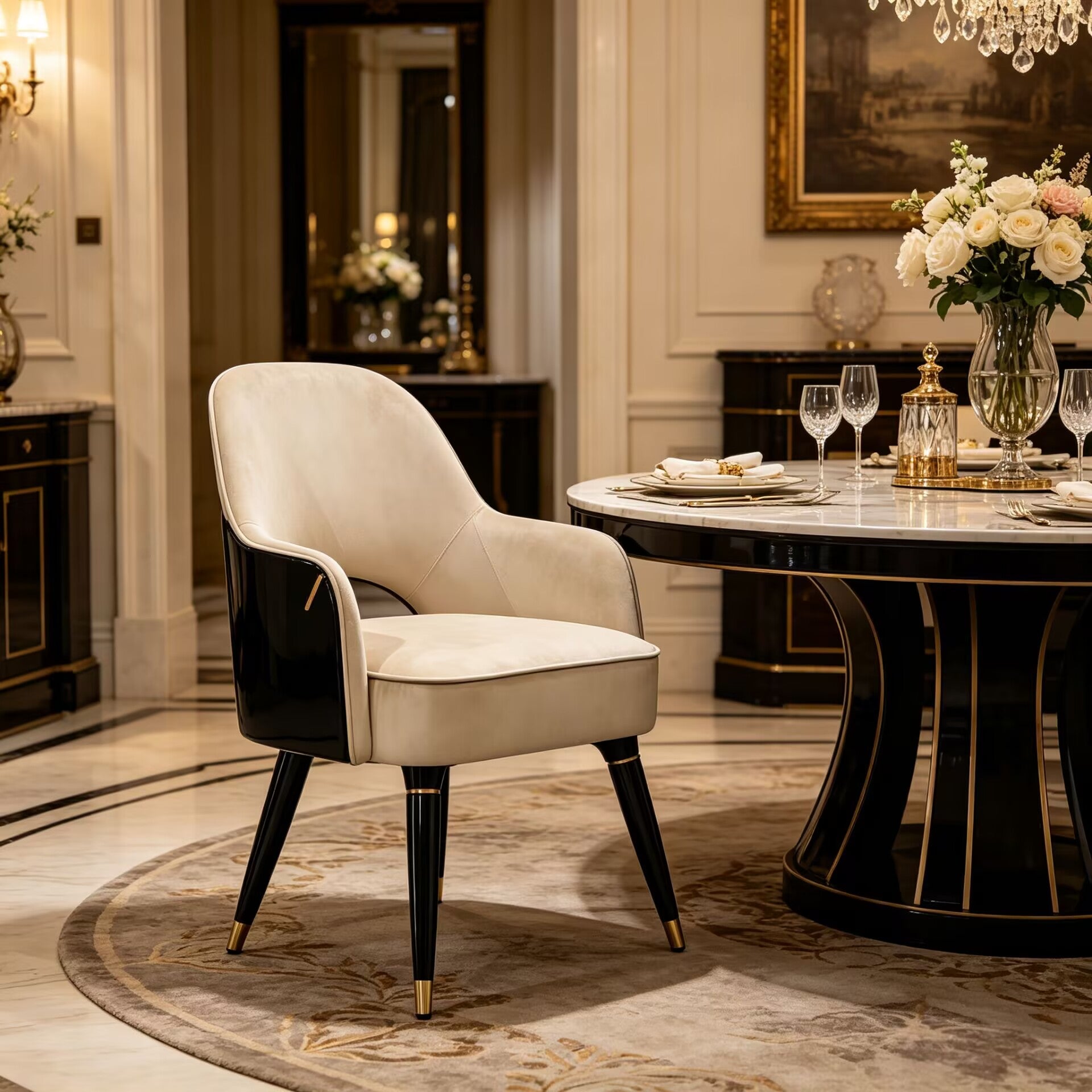 Collins Luxurious Simple Solid Wood Creativity Fabric Dining Chair