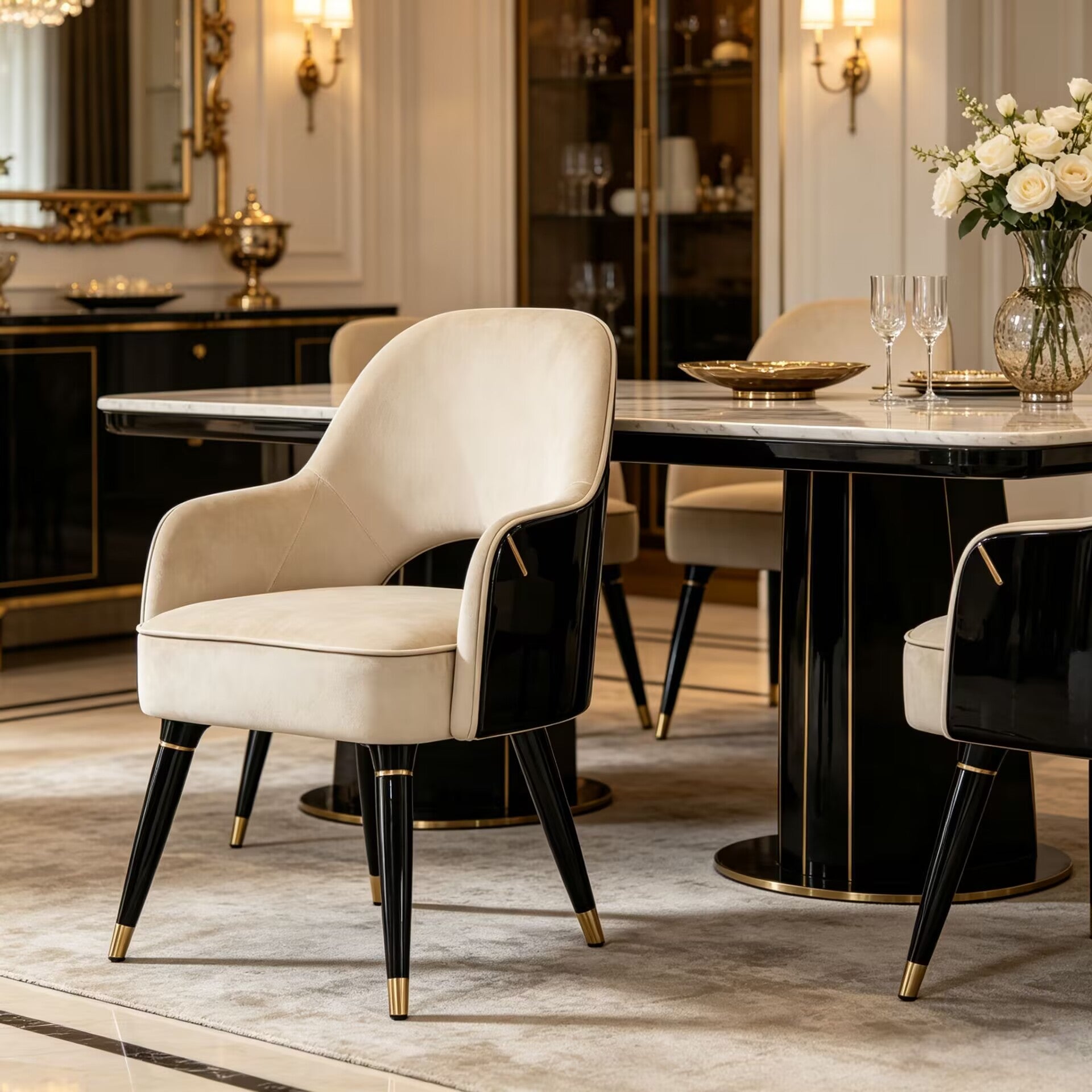 Collins Luxurious Simple Solid Wood Creativity Fabric Dining Chair