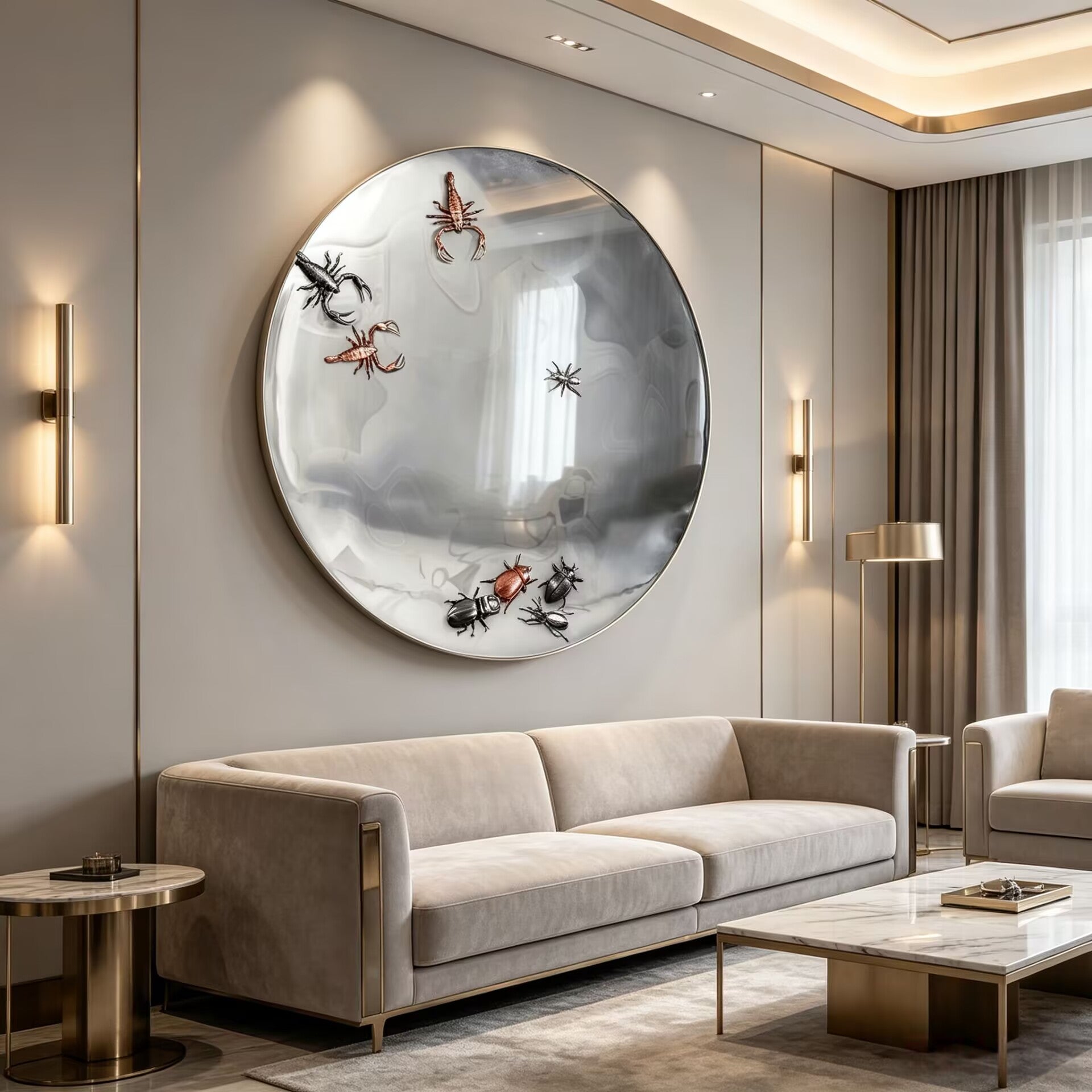 Concave Metamorphosis Italian Designer Creativity Round Mirror