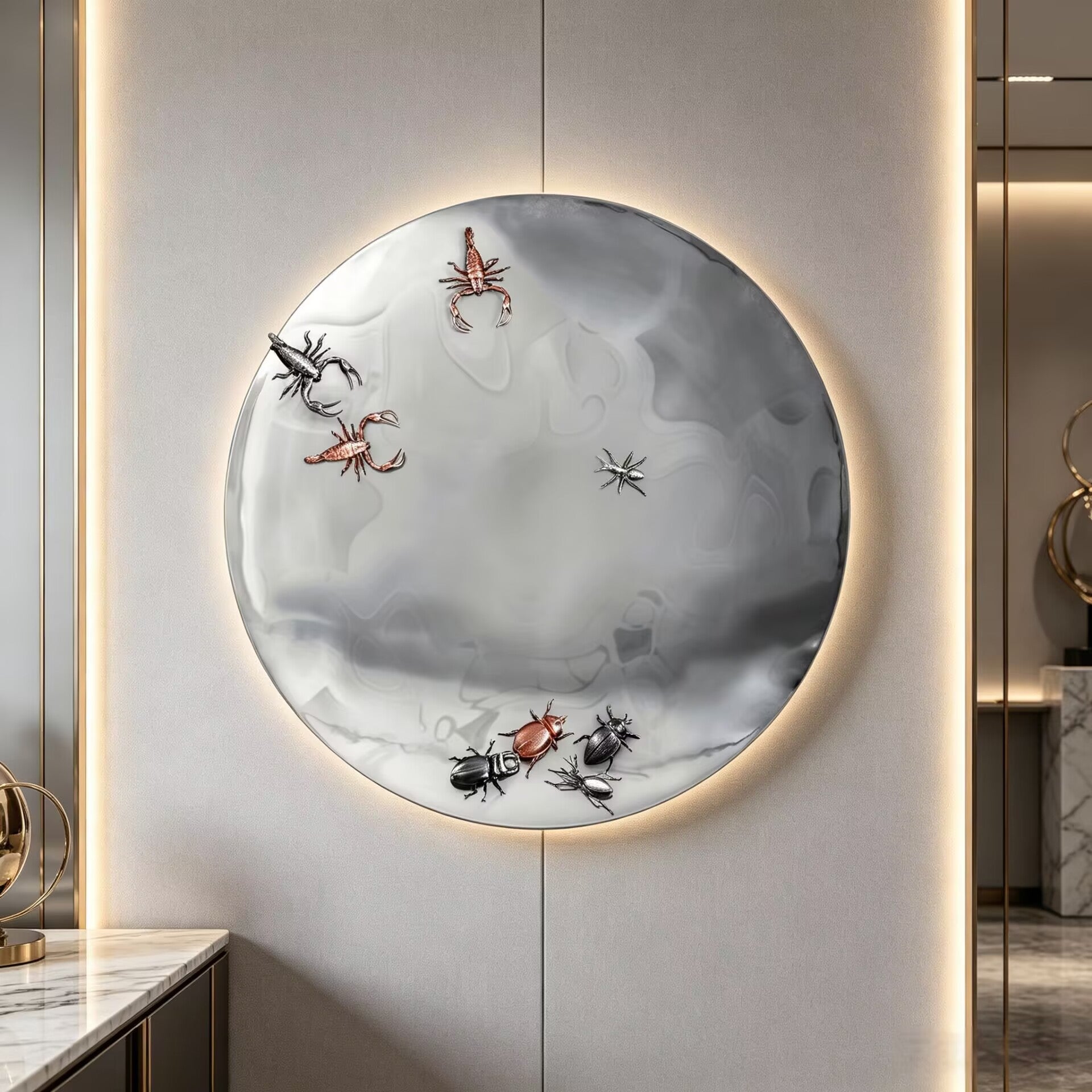 Concave Metamorphosis Italian Designer Creativity Round Mirror
