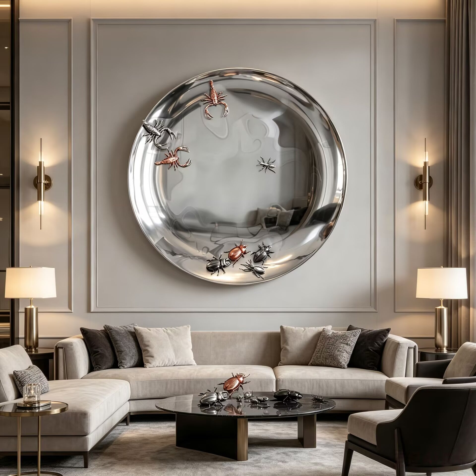 Concave Metamorphosis Italian Designer Creativity Round Mirror