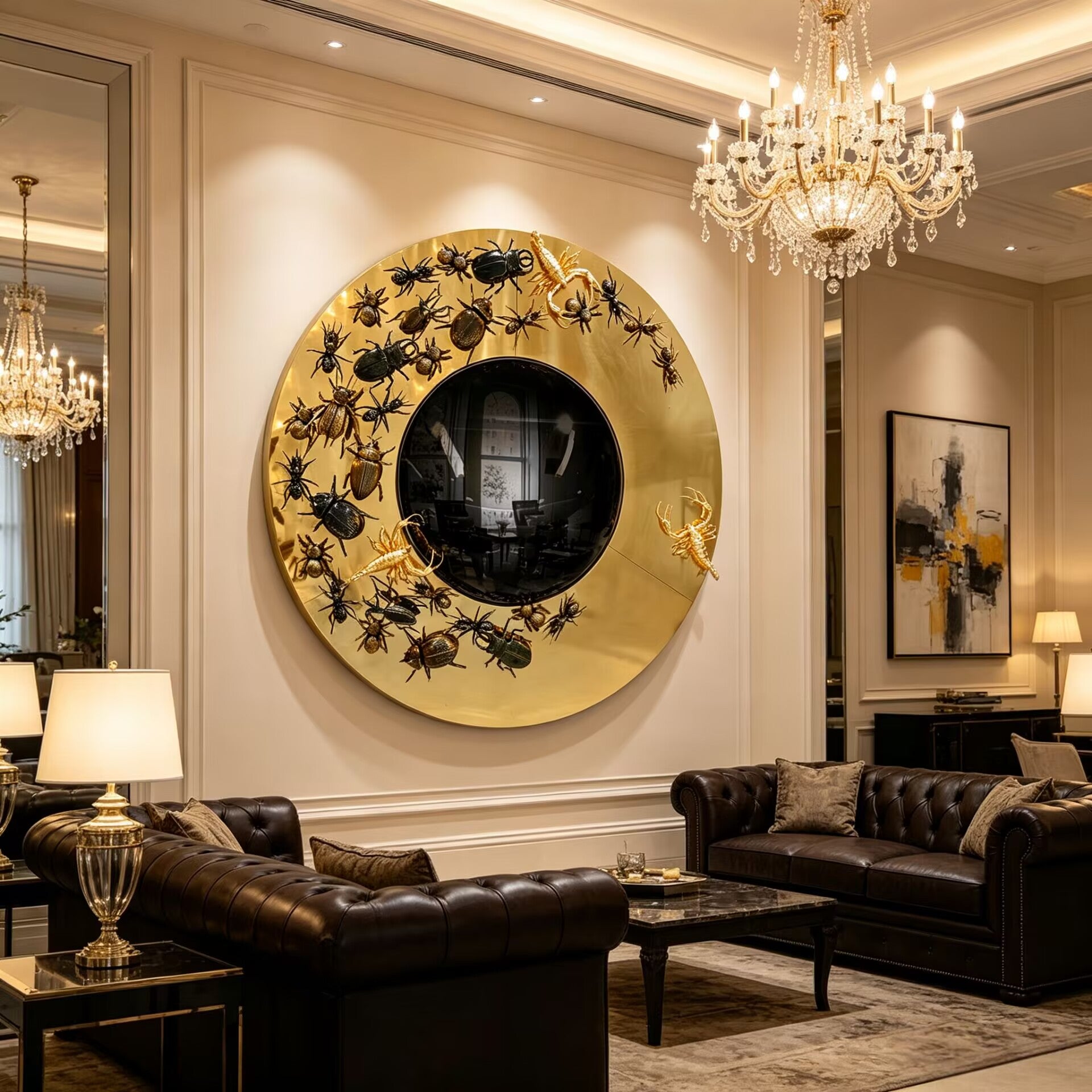 Convex Metamorphosis Villa Luxury Metal Insect Decorative Mirror