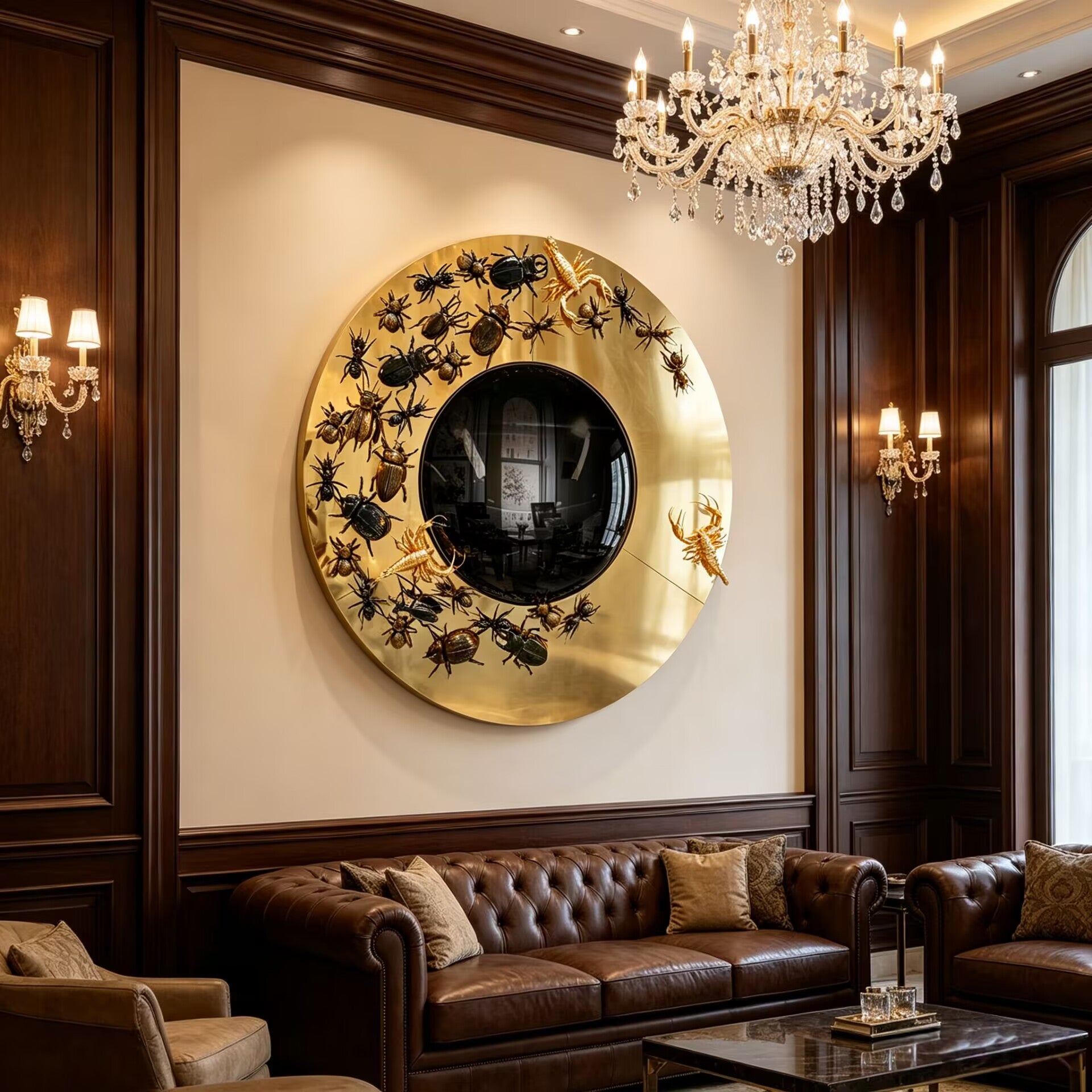 Convex Metamorphosis Villa Luxury Metal Insect Decorative Mirror