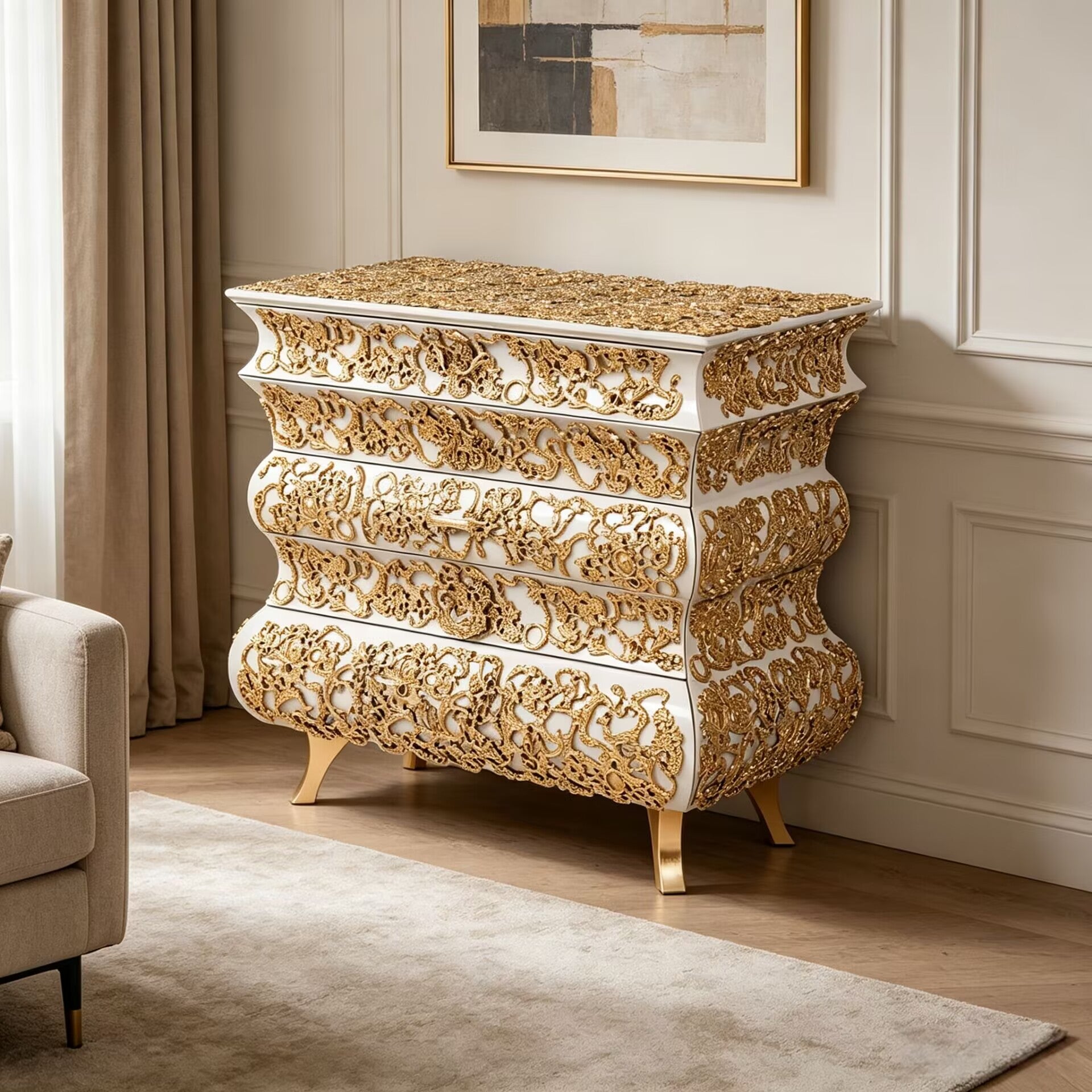 Crochet Chest Minimalist Solid Wood Metal Decoration Cabinet