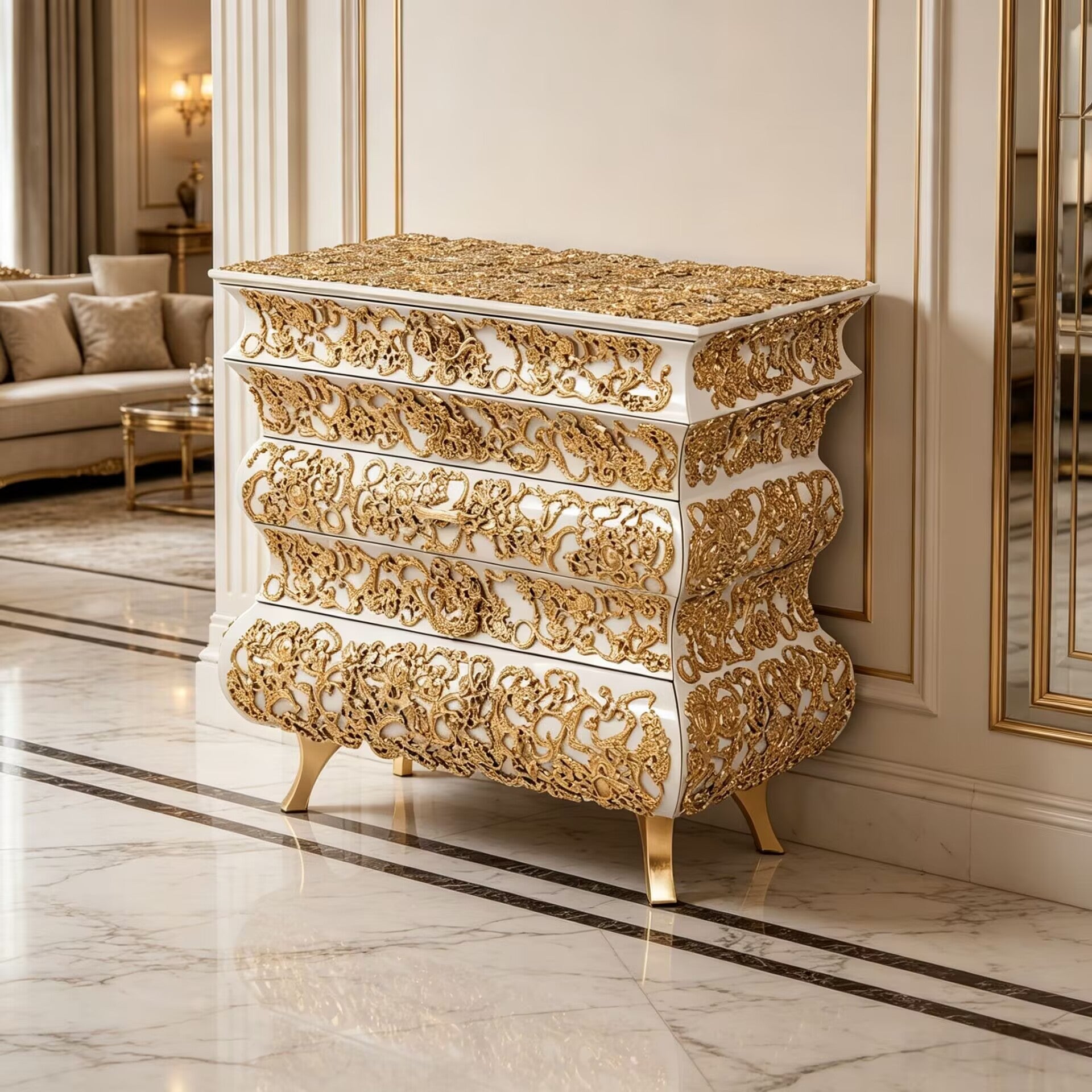 Crochet Chest Minimalist Solid Wood Metal Decoration Cabinet