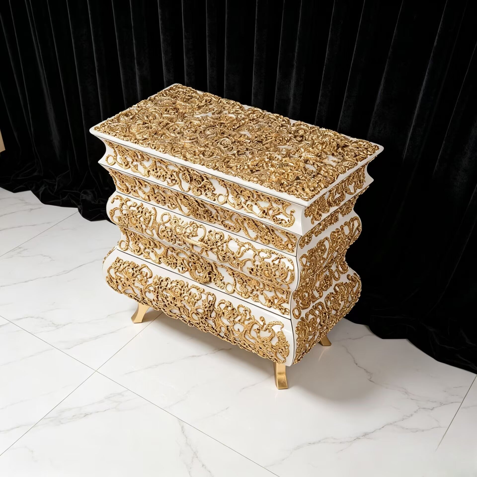 Crochet Chest Minimalist Solid Wood Metal Decoration Cabinet