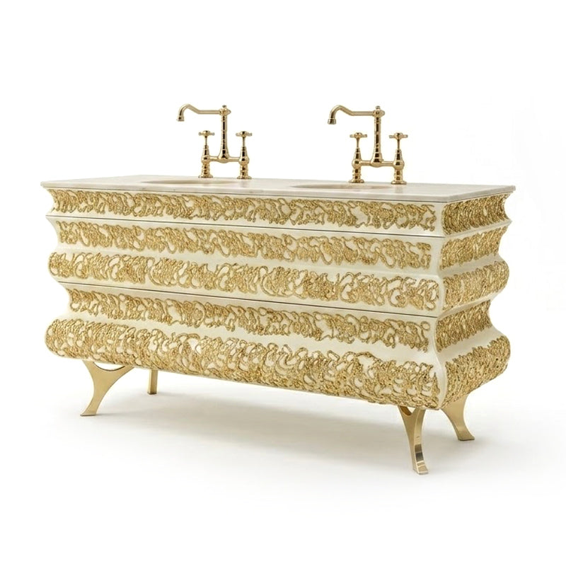 Crochet Luxury Upscale Metal Marble Customize Double-Hole Washbasin