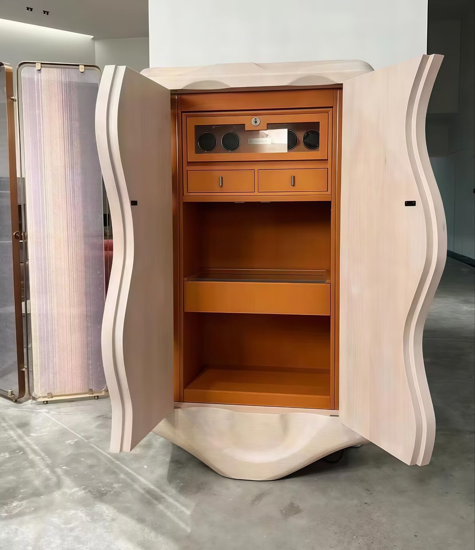 Modern Minimalism Artistic Leather Solid Wood Commission Cabinet