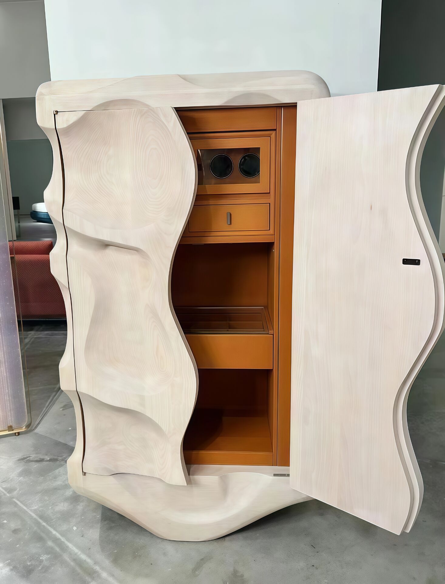 Modern Minimalism Artistic Leather Solid Wood Commission Cabinet