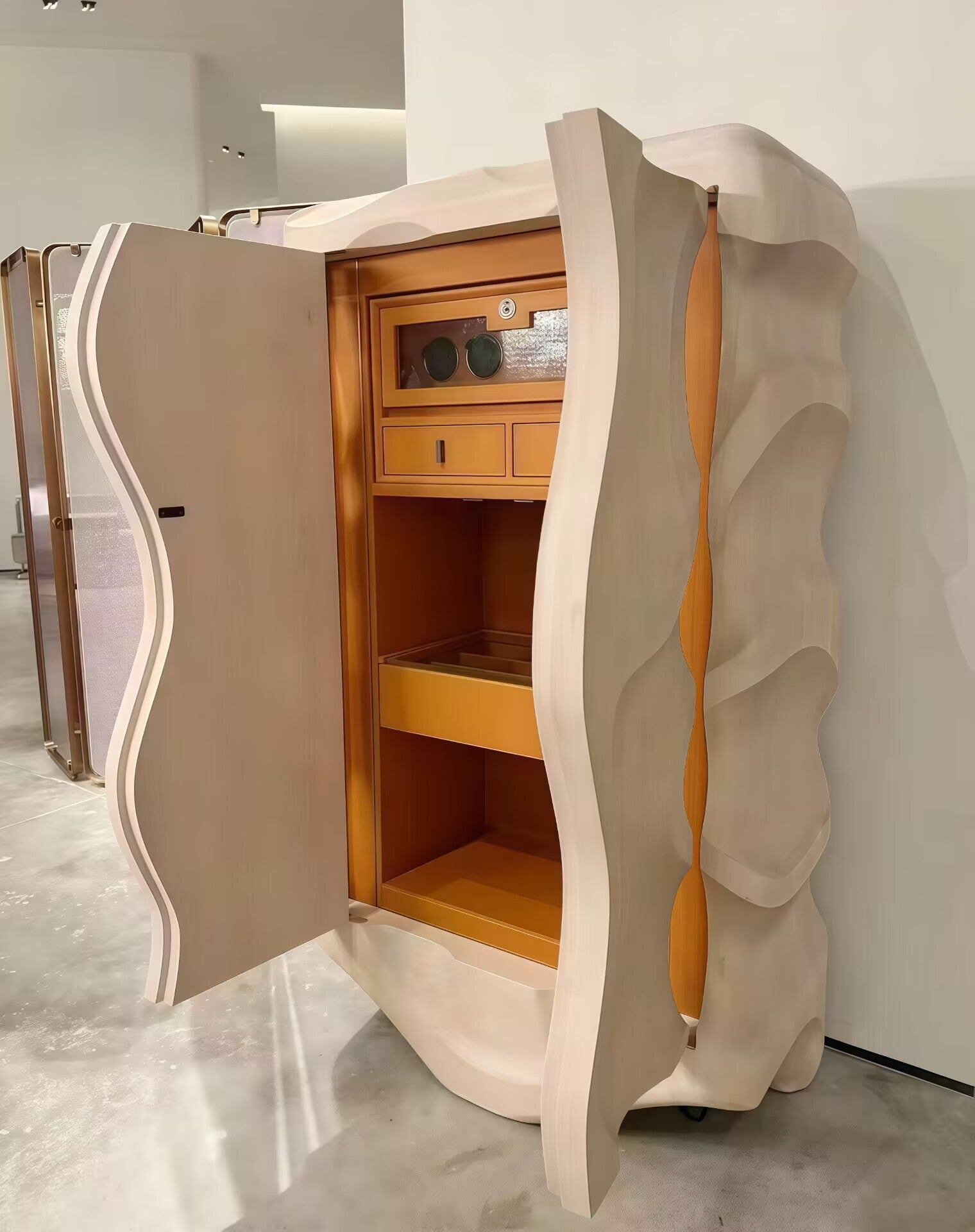 Modern Minimalism Artistic Leather Solid Wood Commission Cabinet