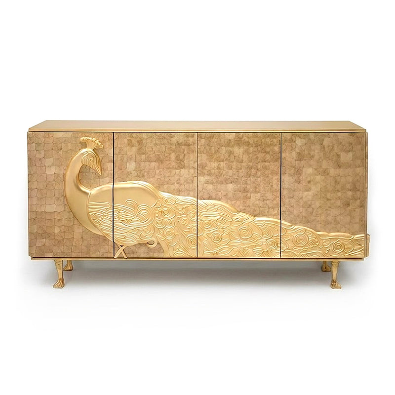 Camilia Luxurious Designer Fritillaria Unique Carving Metal Sideboard