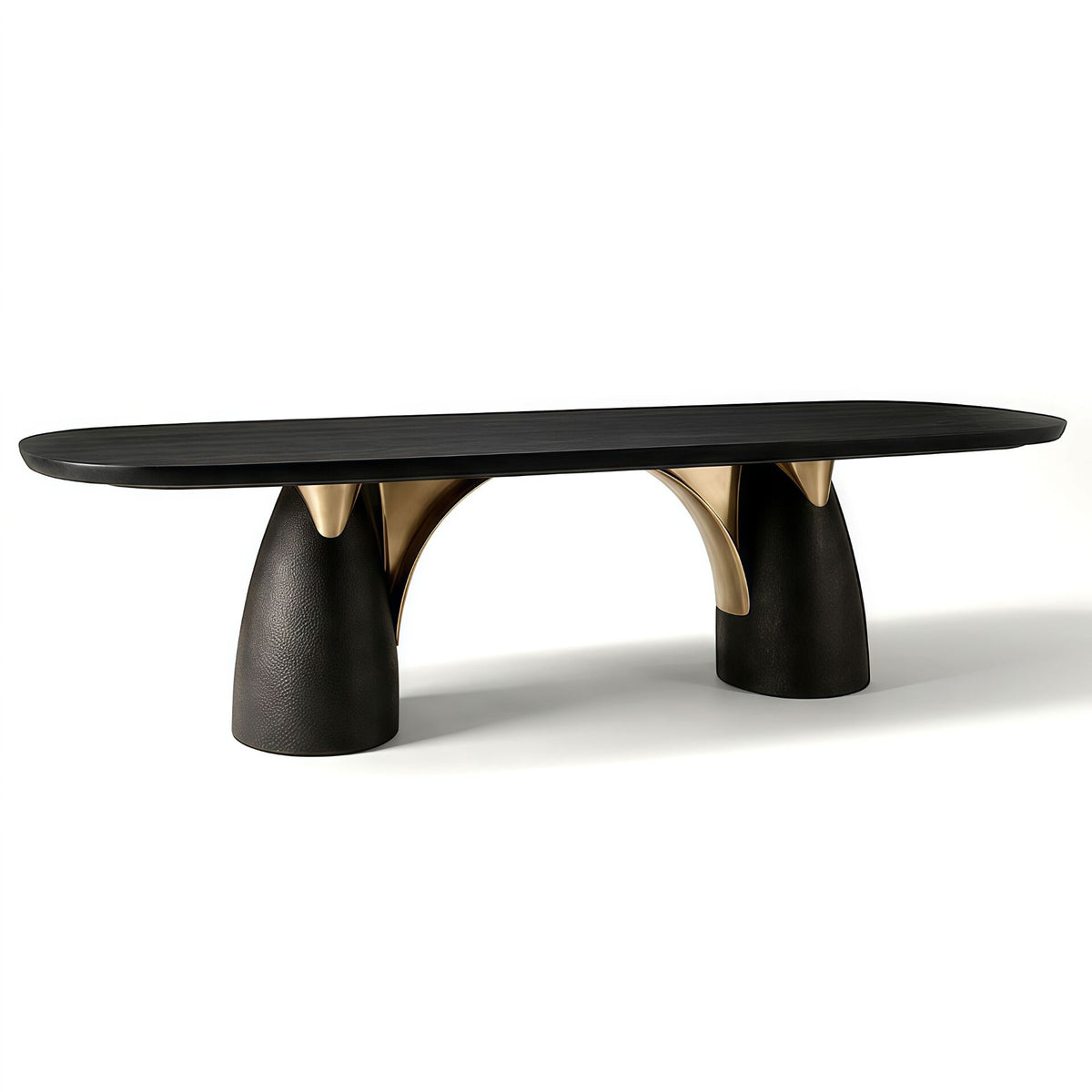 Cecil Modern High-End Metal Minimalist Solid Wood Dining Table
