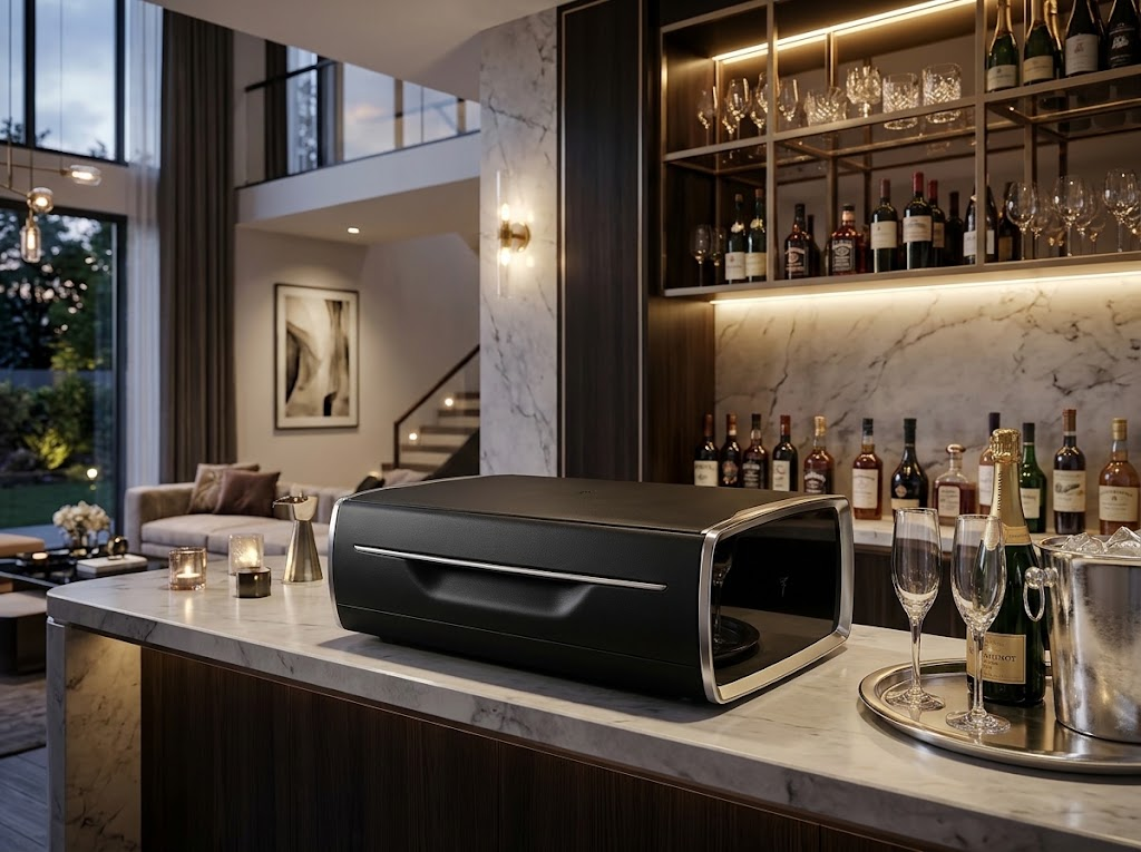 High Quality Artistic Carbon Fiber Designer Genuine Leather Champagne Chest
