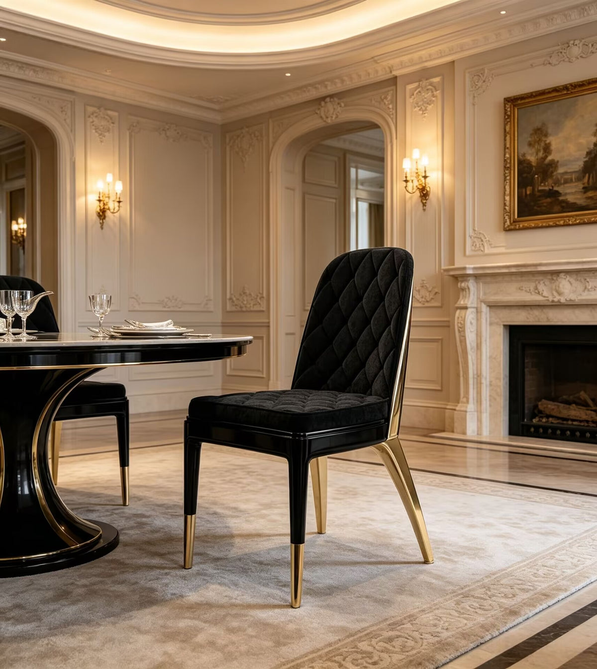 Charla Gold Ii Dining Room Luxury Art Metal Minimalist Fabric Dining Chair