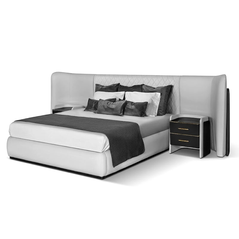 Charla Xl Italian-Style Unique Creativity Solid Wood Leather Widescreen Bed