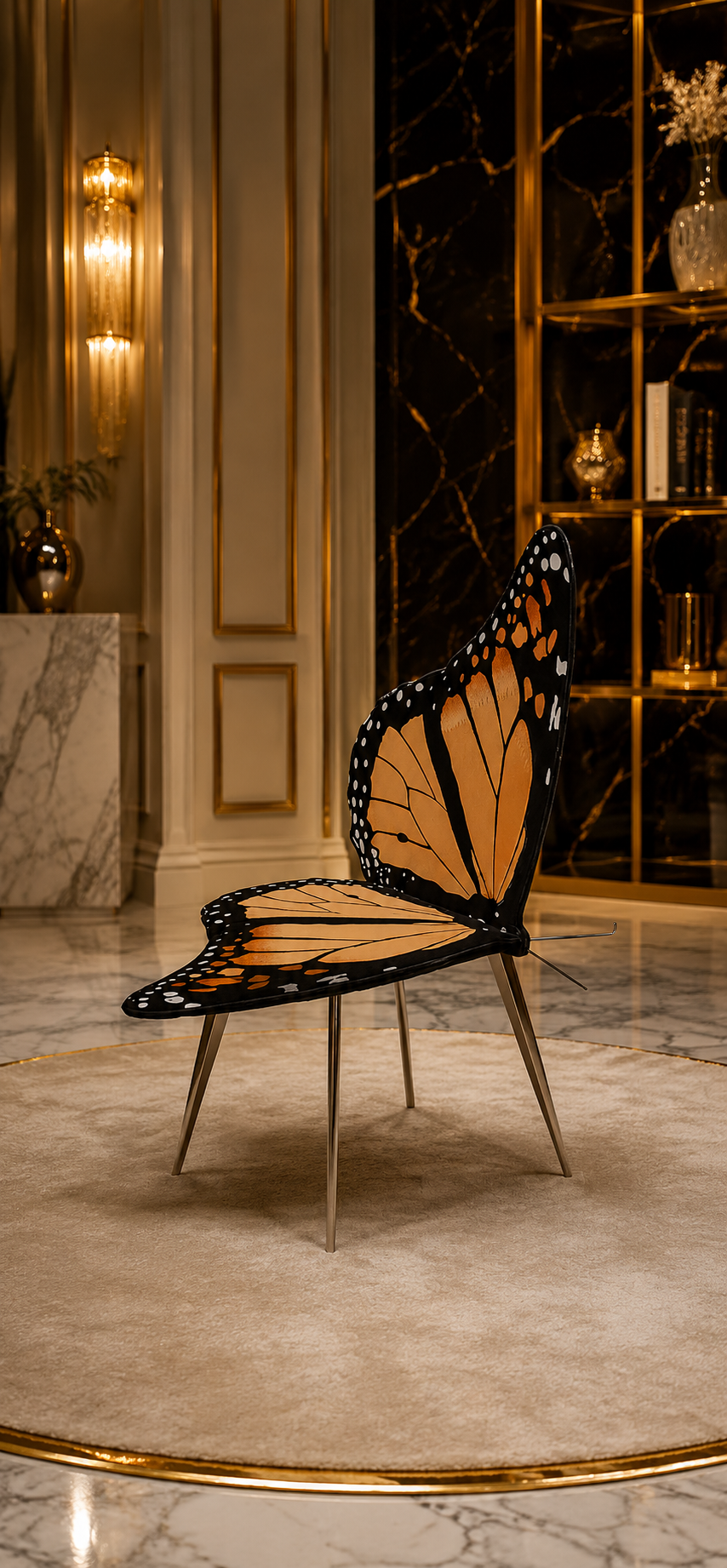Butterfly Embroidered Lounge Chair