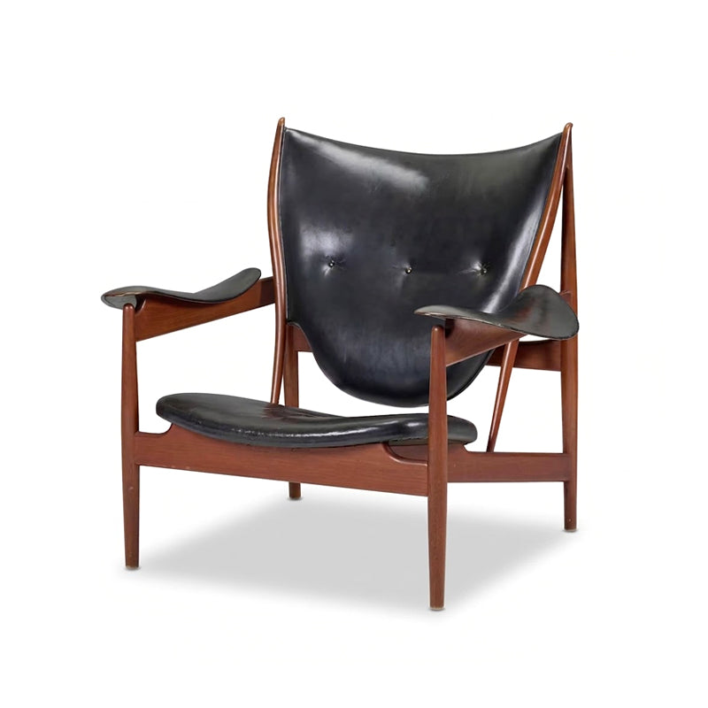 Luxurious Minimalist Solid Wood Art Genuine Leather Chieftain Chair