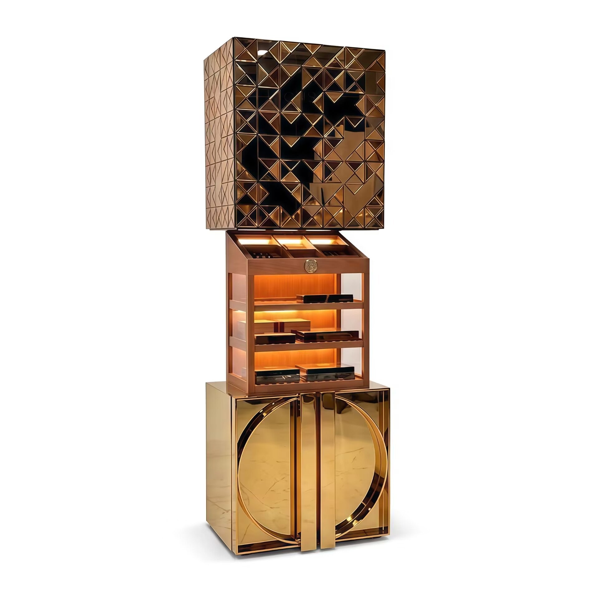 High Quality Luxury Upscale Stainless Steel Lifting Cigar Cabinet