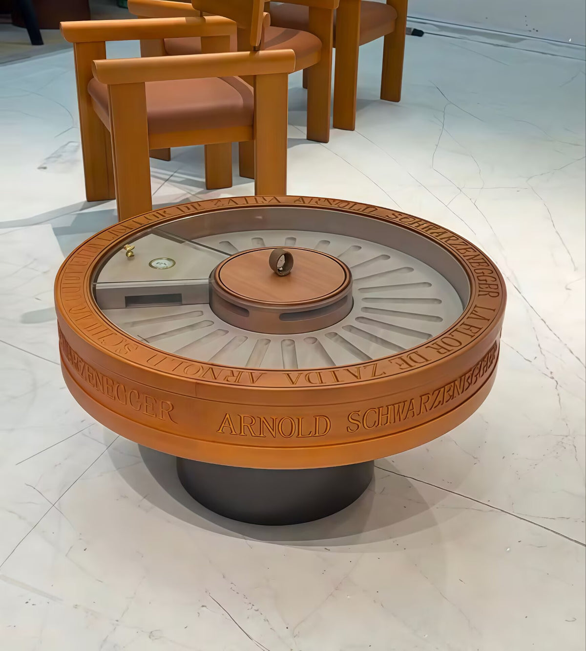 Living Room Modern High-End Solid Wood Carving Cigar Coffee Table