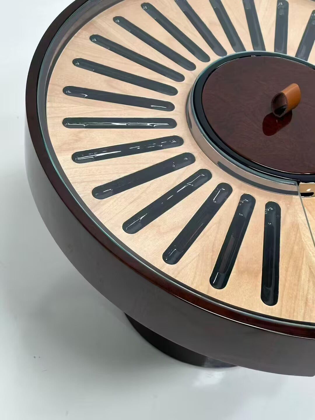 Italian Upscale Glass Minimalism Solid Wood Round Cigar Table