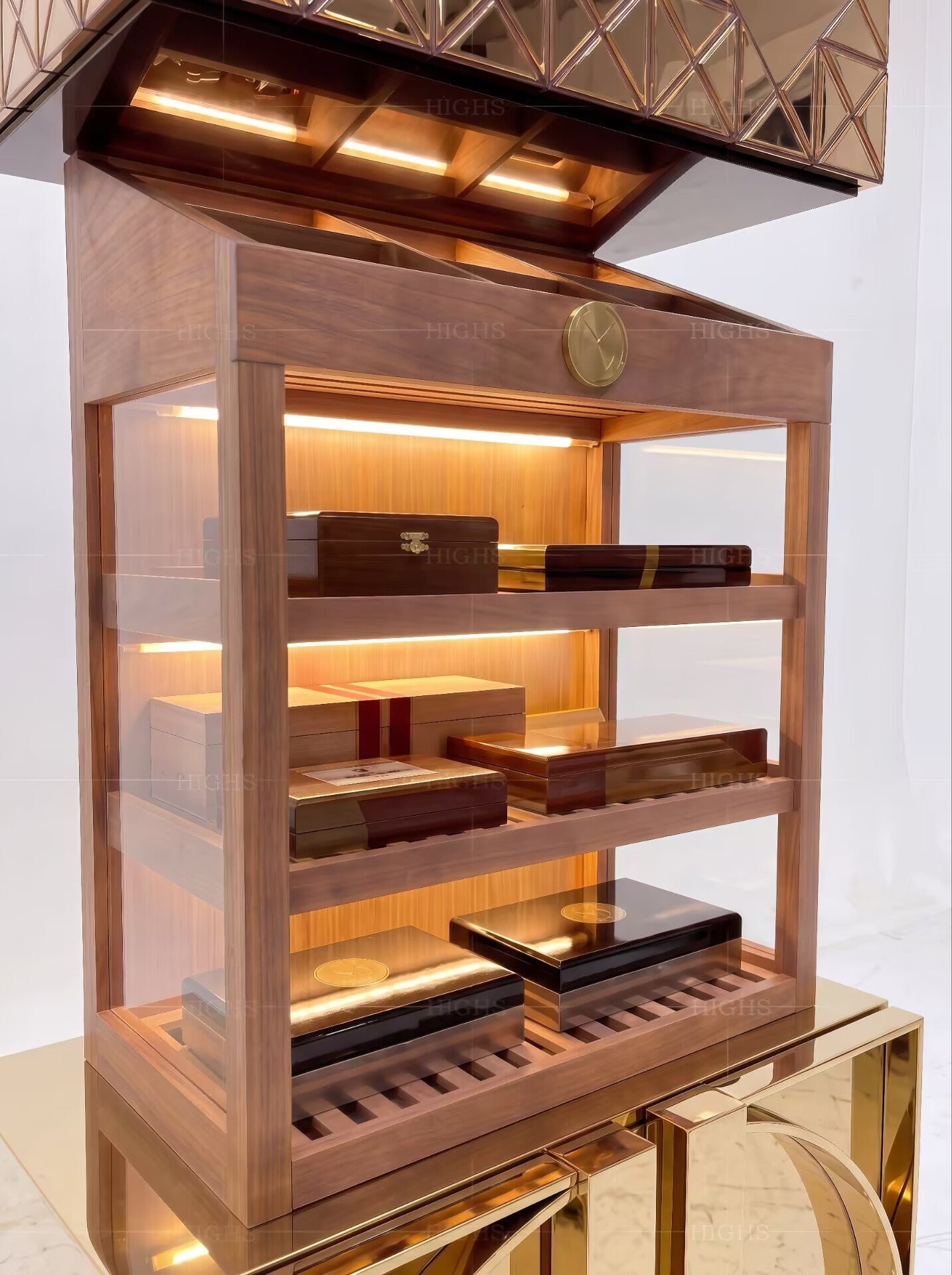 High Quality Luxury Upscale Stainless Steel Lifting Cigar Cabinet