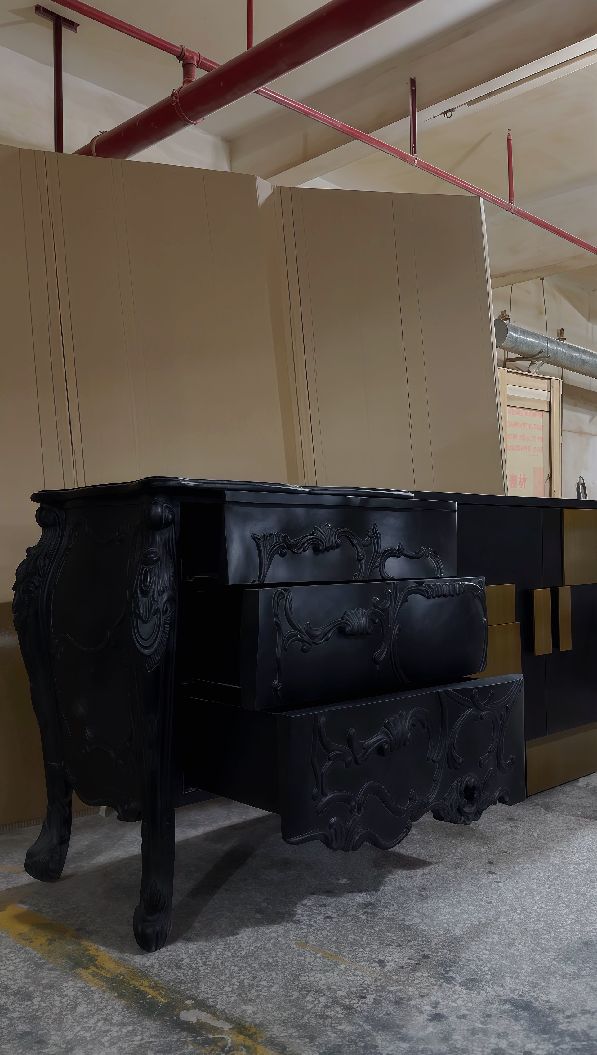 Classical solid wood carved sideboard